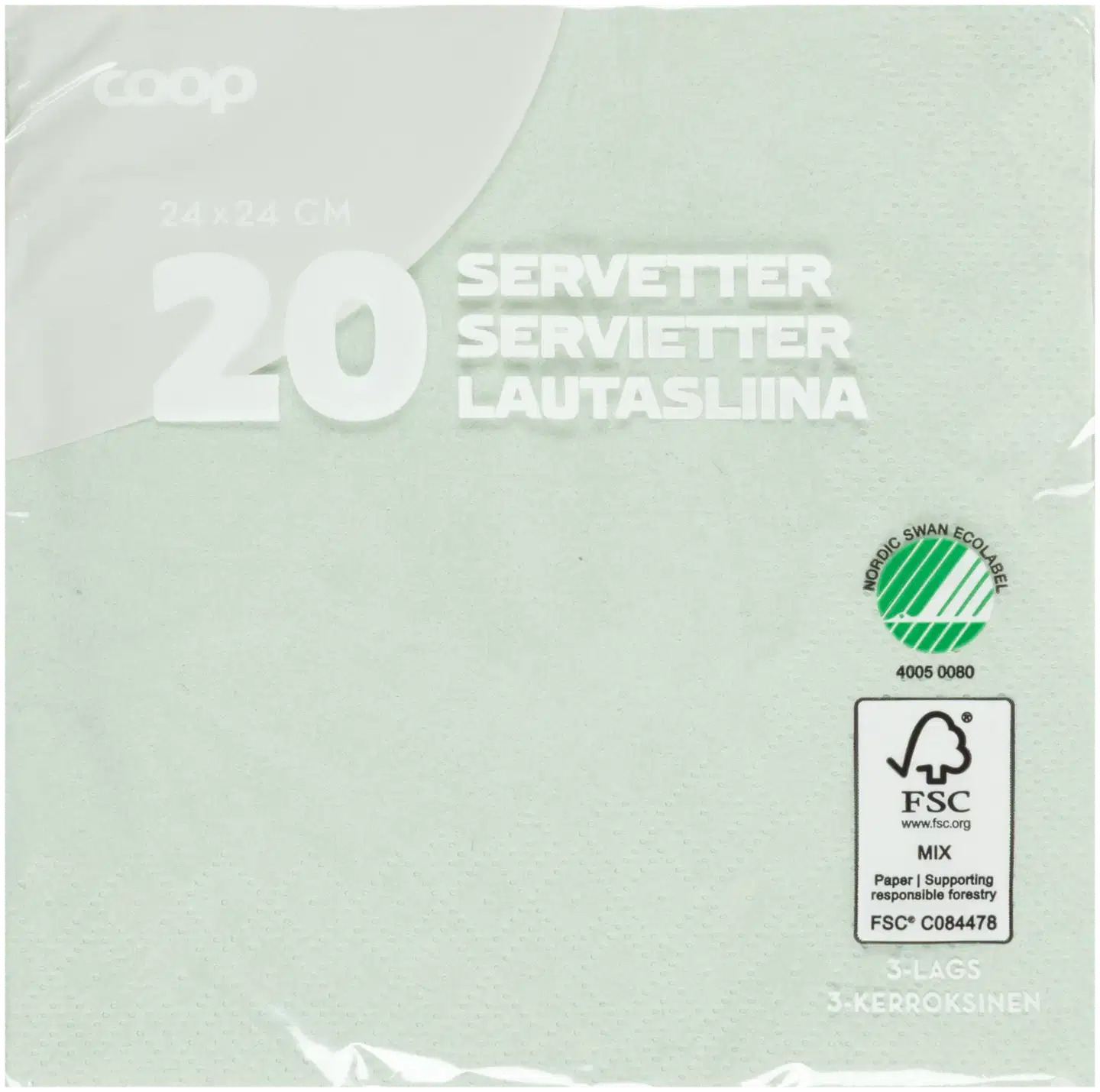 Coop lautasliina pistaasi 24x24cm 20kpl