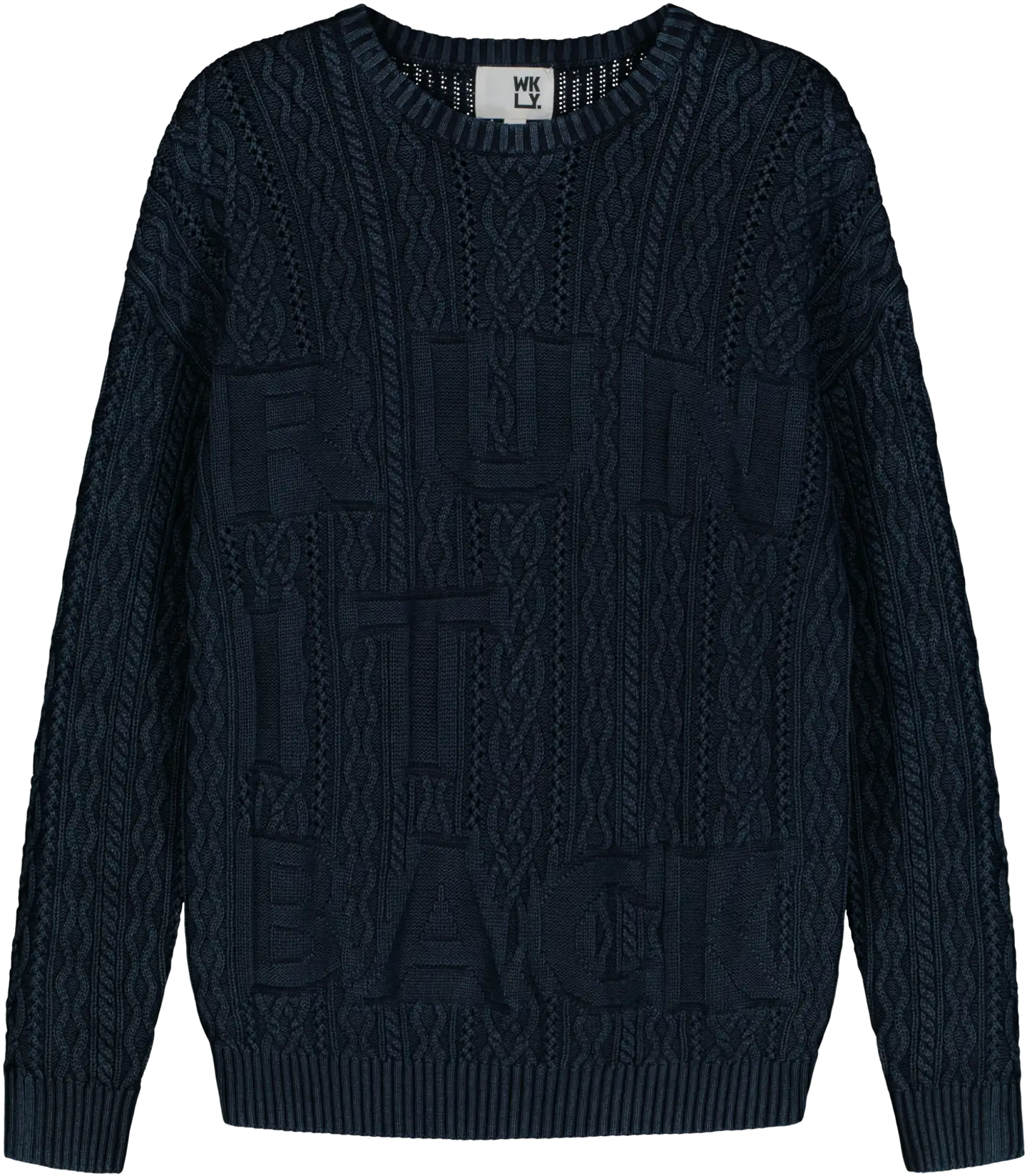 WKLY. miesten neulepusero Run it Back - Indigo blue acid wash - 1