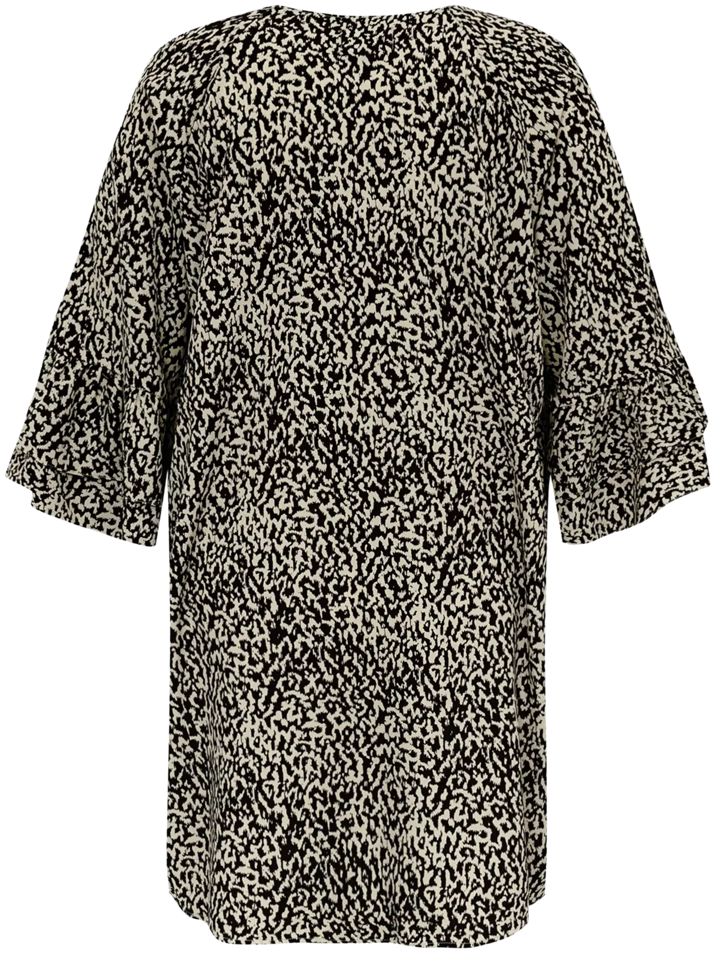 Now Curvy naisten frillahihainen mekko, D-mitoitus - Black&off white - 2