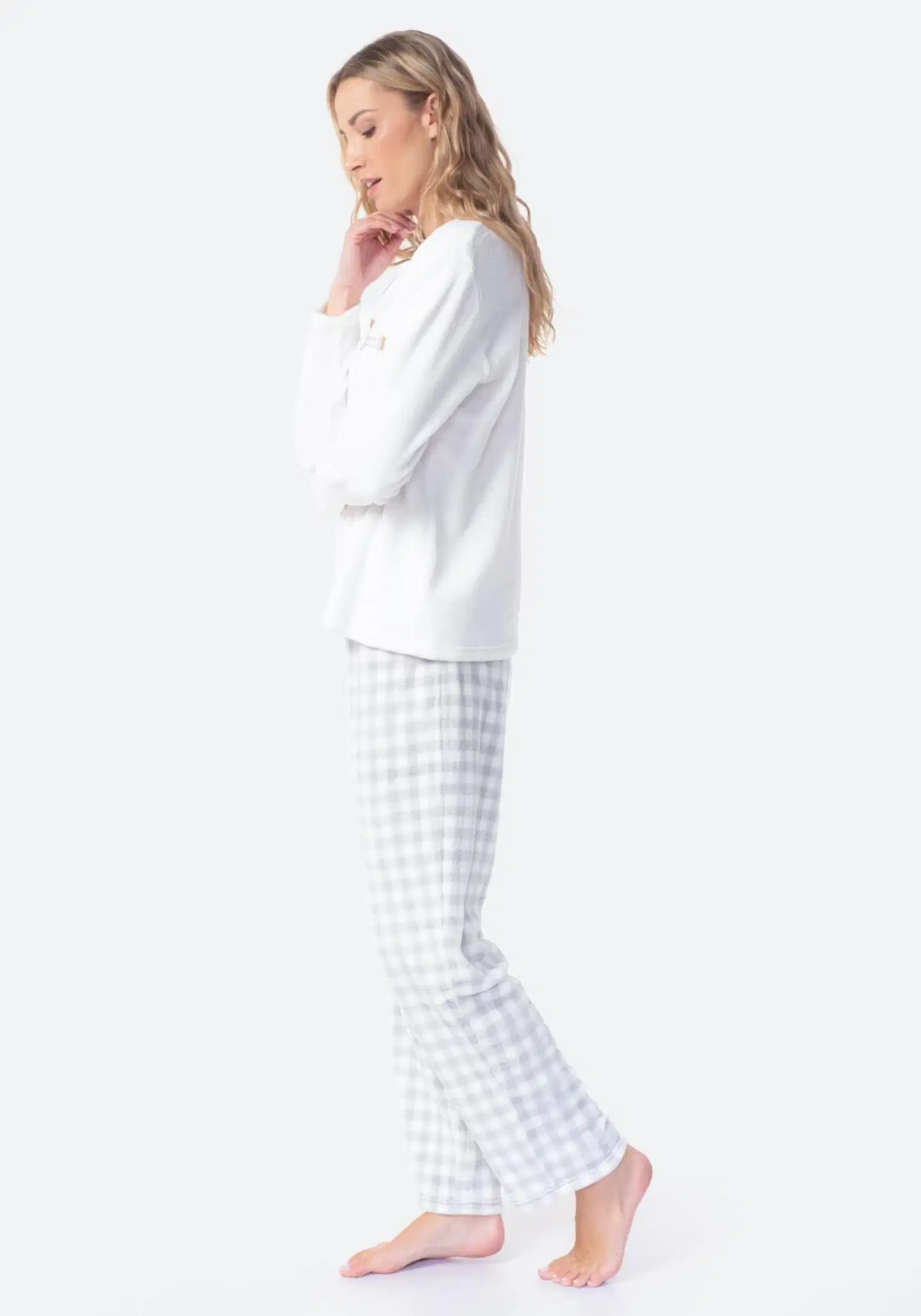 TEX naisten fleecepyjama I291346 - OFF WHITE - 4
