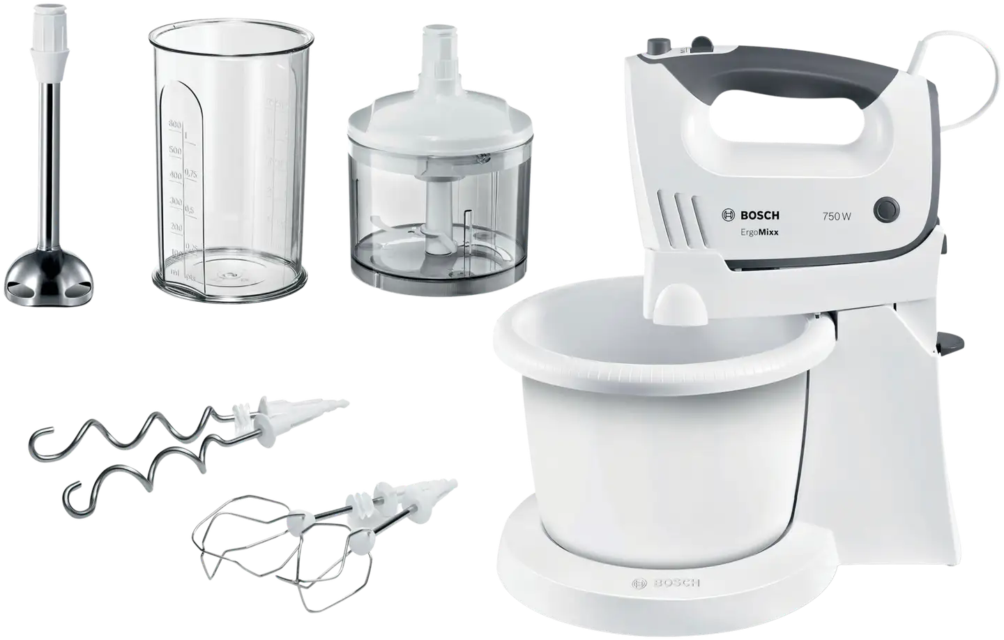 Bosch sähkövatkain ErgoMixx 750 W valkoinen, harmaa - 1