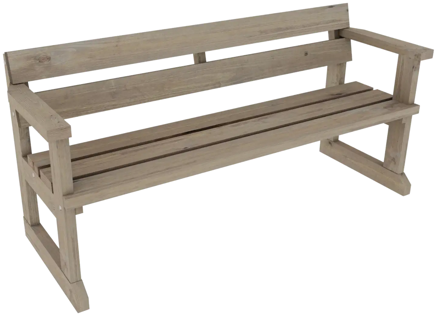 Jämäkkä penkki käsinojilla, vaalean harmaa, 178x61x82 cm - 1