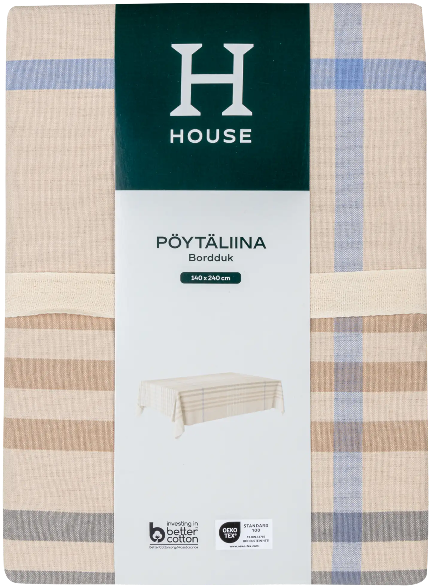 House pöytäliina Country-ruutu 140x240 cm beige - 1