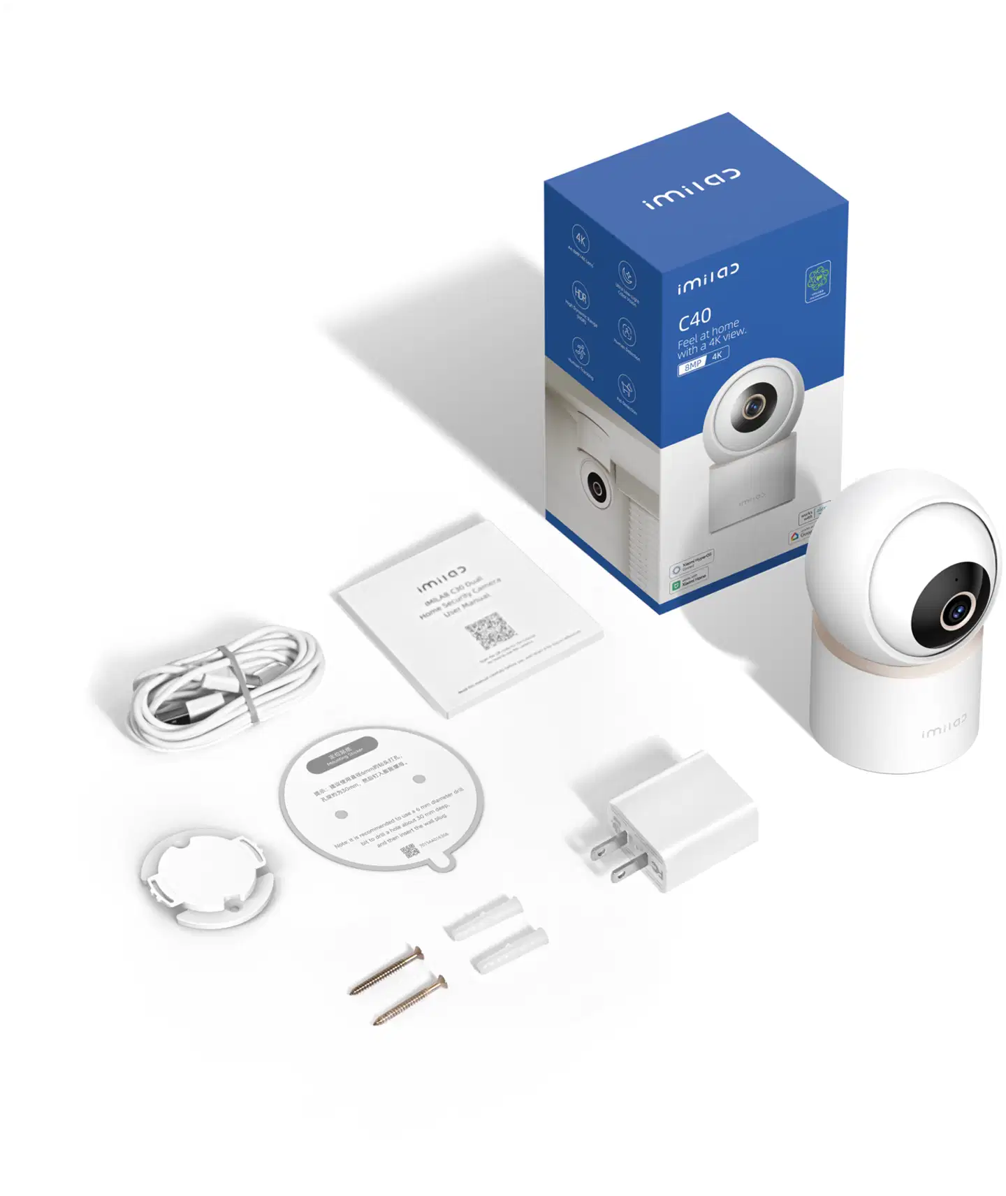 Imilab C40 4K WiFi -valvontakamera sisäkäyttöön CMSXJ112A - 7