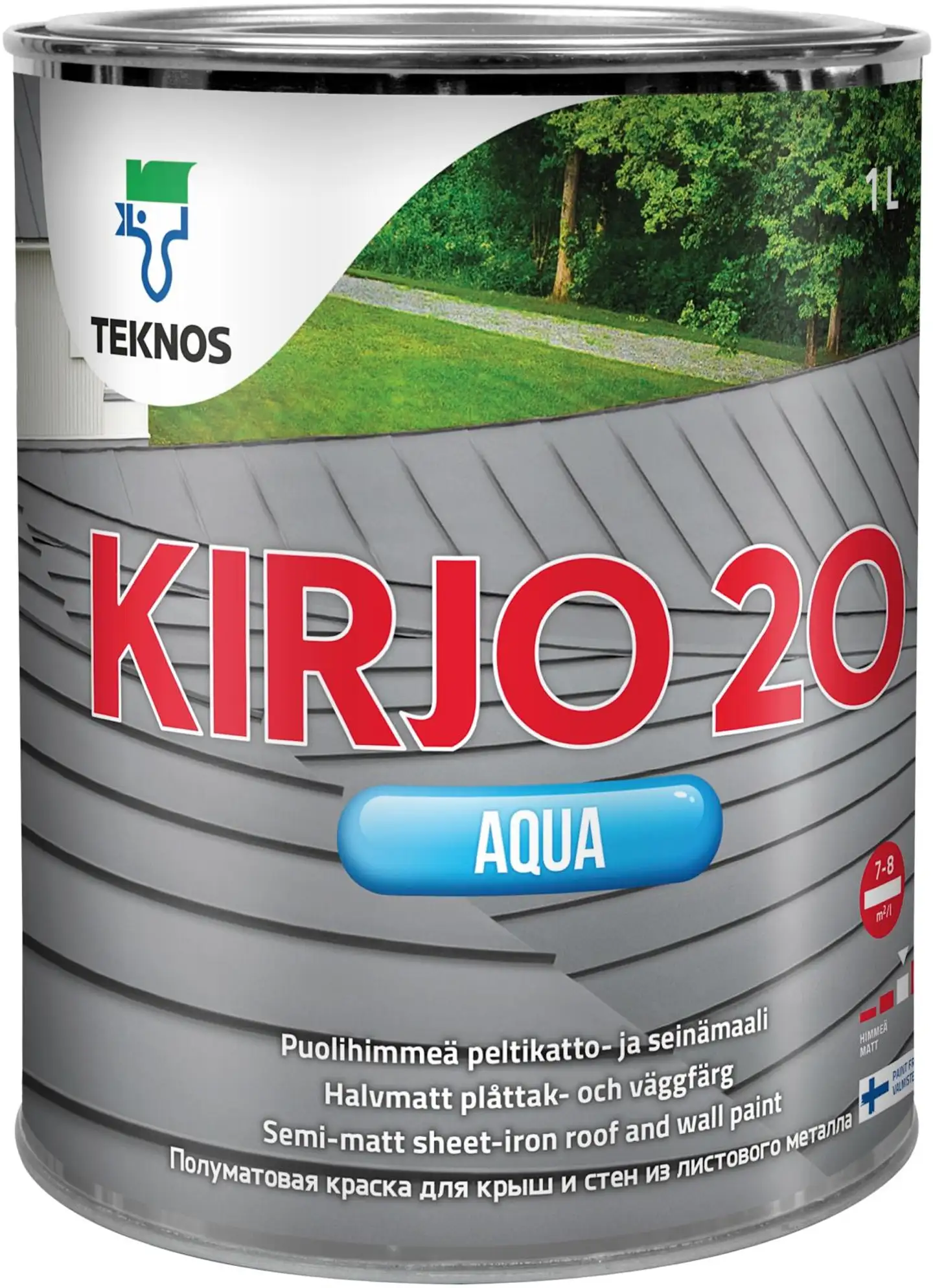 Teknos peltikatto- ja seinämaali Kirjo Aqua 20 0,9 l PM3 sävytettävä puolihimmeä