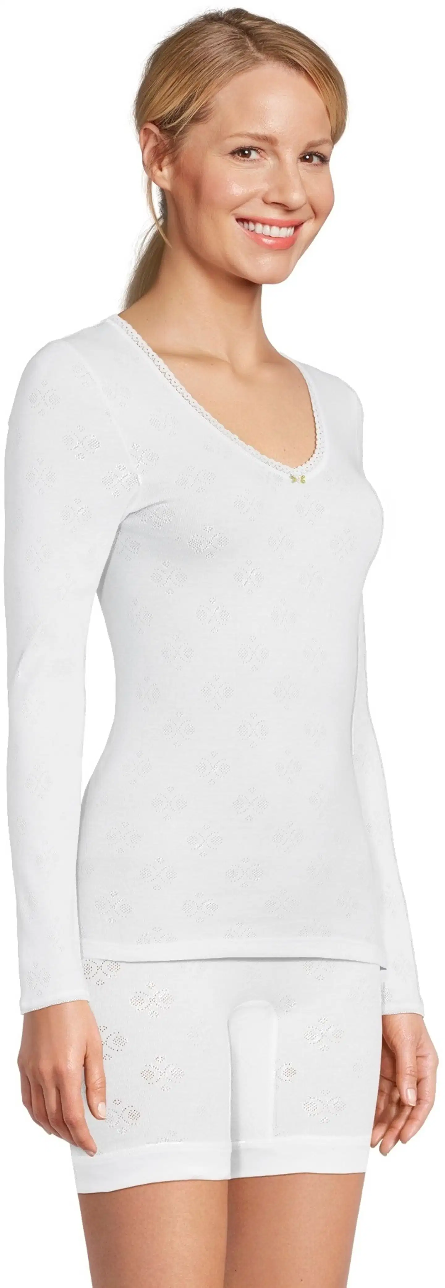 Actuelle naisten pitkähihainen aluspaita AC-39149 - WHITE - 4