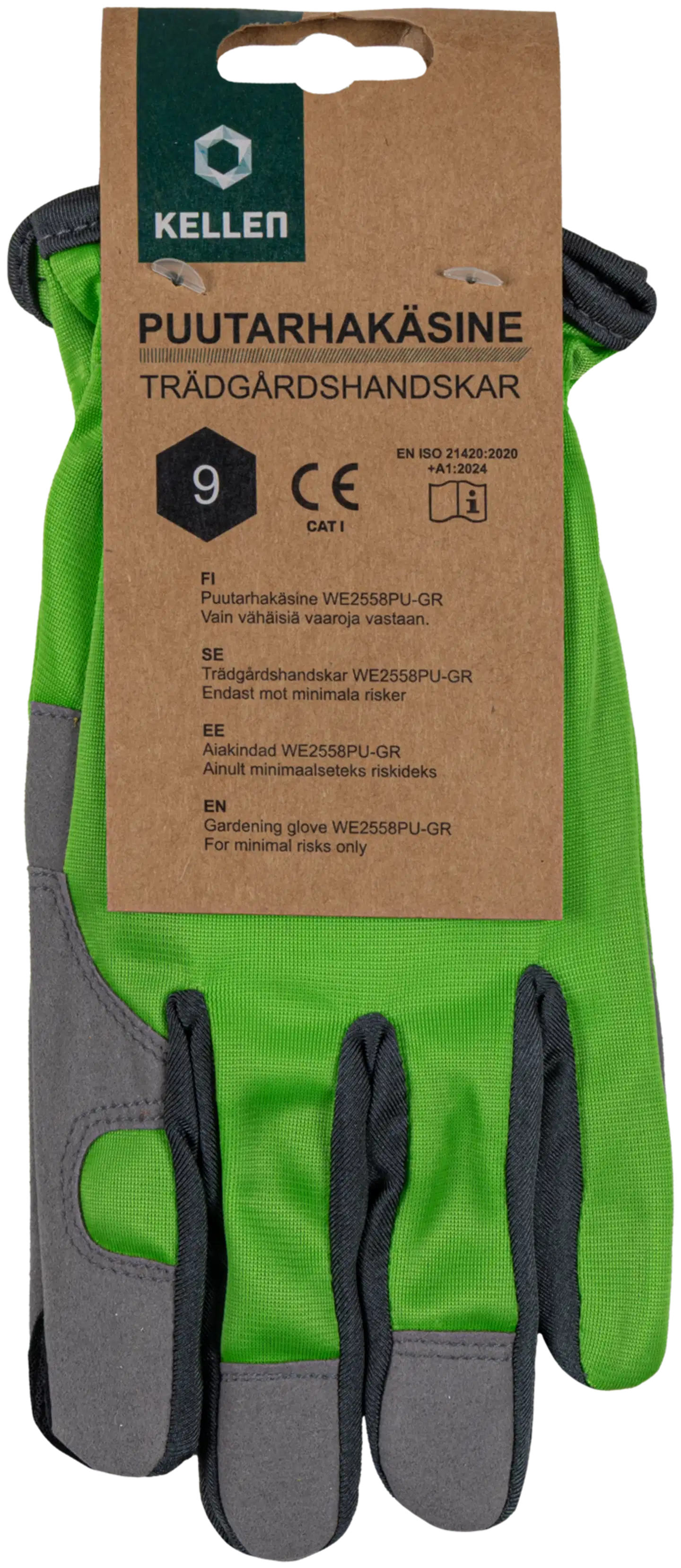 Kellen puutarhakäsineet pehmustettu kämmen WE2558PU-GR - VIHREÄ - 2