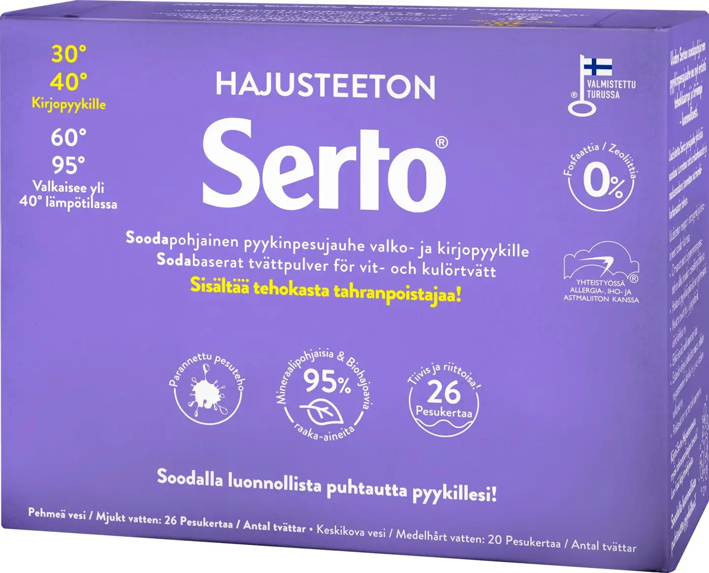 Serto 0,890kg Hajusteeton Pyykinpesujauhe