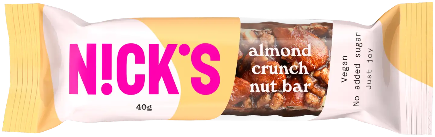 Nick's almond crunch nut bar mantelipatukka 40g