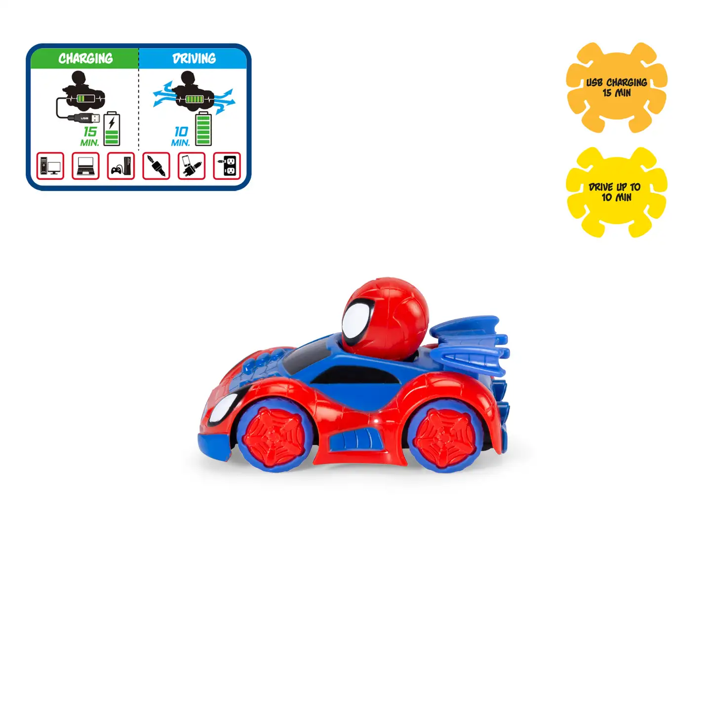 Dickie Toys RC Spidey Web-Crawler 8 cm, 1:50, 2-kanavainen, 2,4 GHz, USB-lataus - 5
