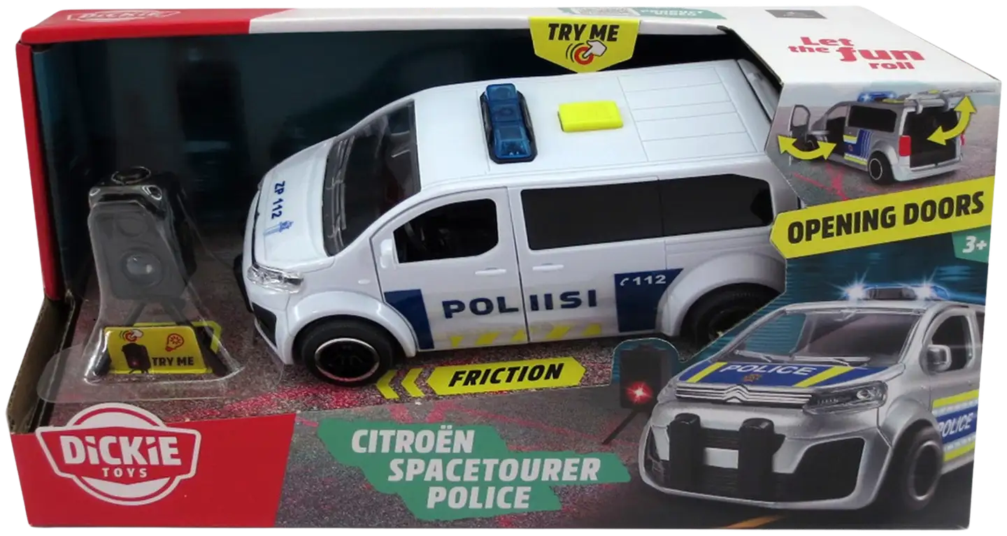 Dickie Toys Citroën Space Tourer poliisiauto ja tutka, 15 cm, 1:32