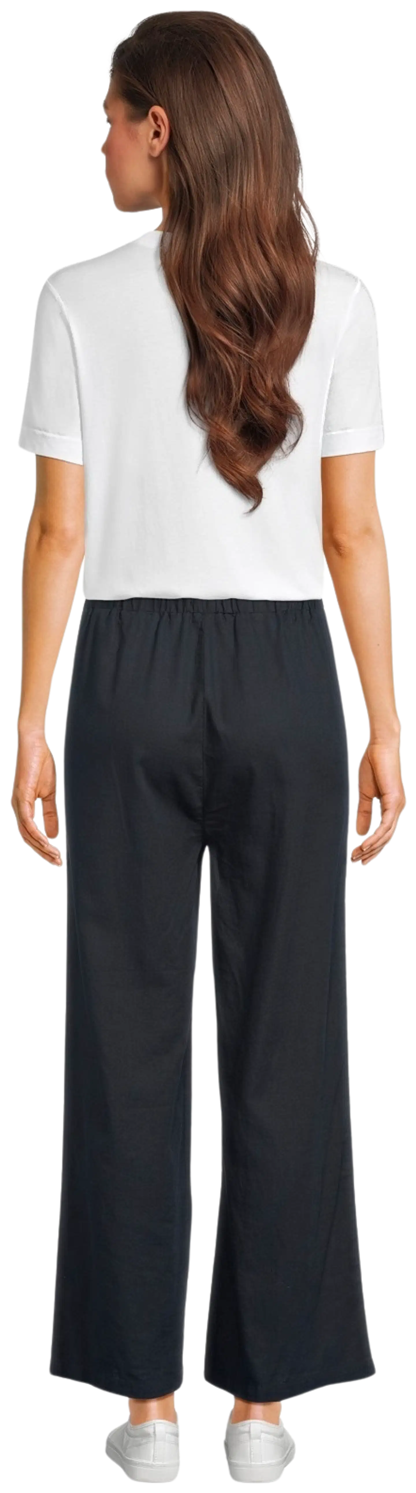 TEX naisten pellavasekoitehousut I282991 - BLACK 1 - 3