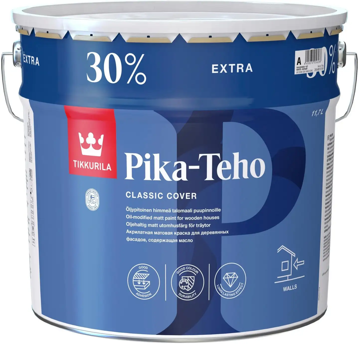 Tikkurila Pika-Teho öljypitoinen talomaali 11,7l A valkoinen sävytettävissä