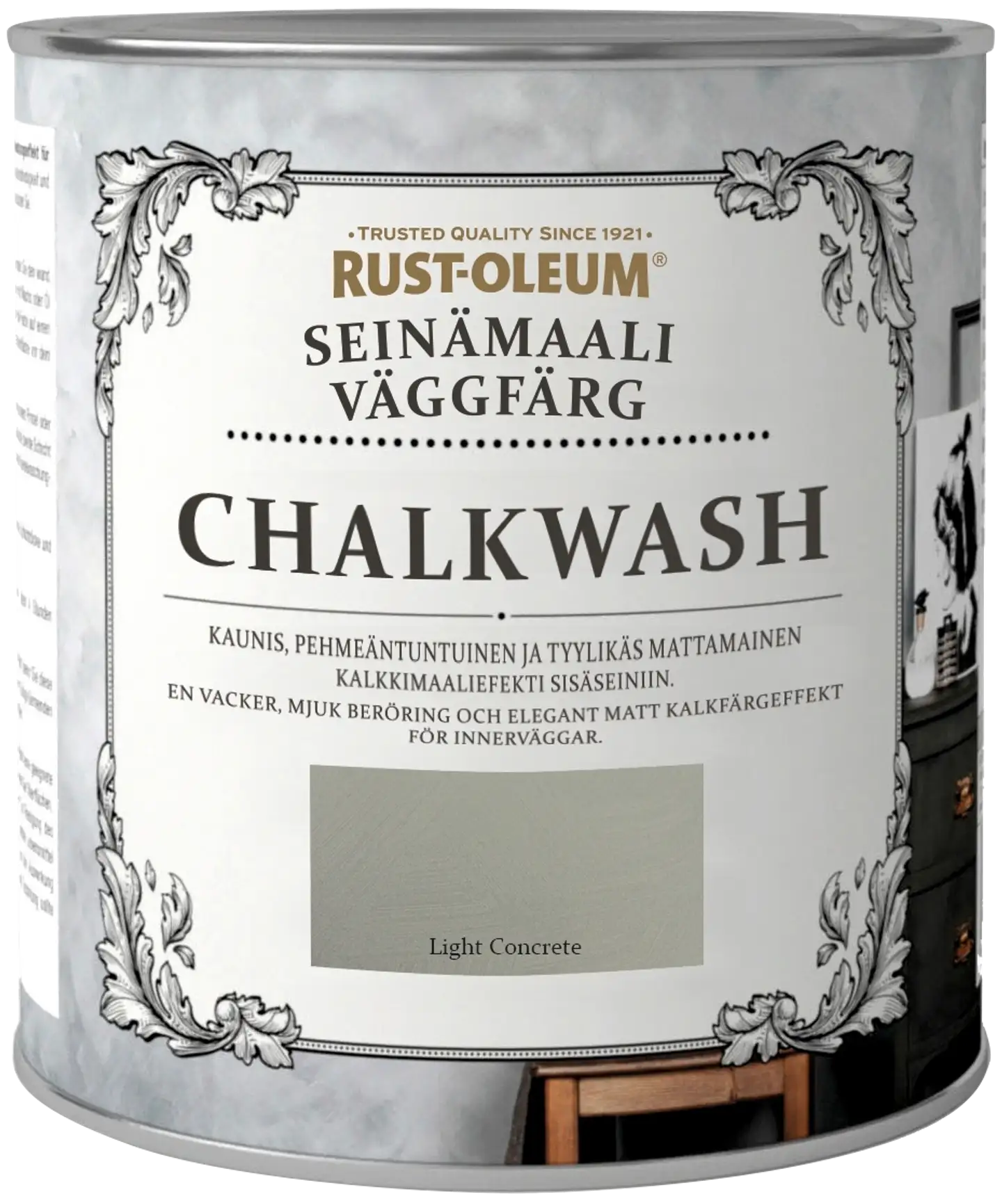 Rust-Oleum Chalkwash 1l seinämaali vesiohenteinen vaaleanharmaa - 1