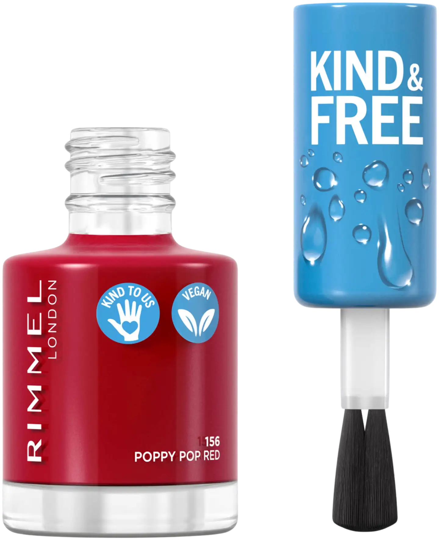 Rimmel Kind & Free Clean Nail Polish 8ml, 156 Poppy Pop Red kynsilakka - 2