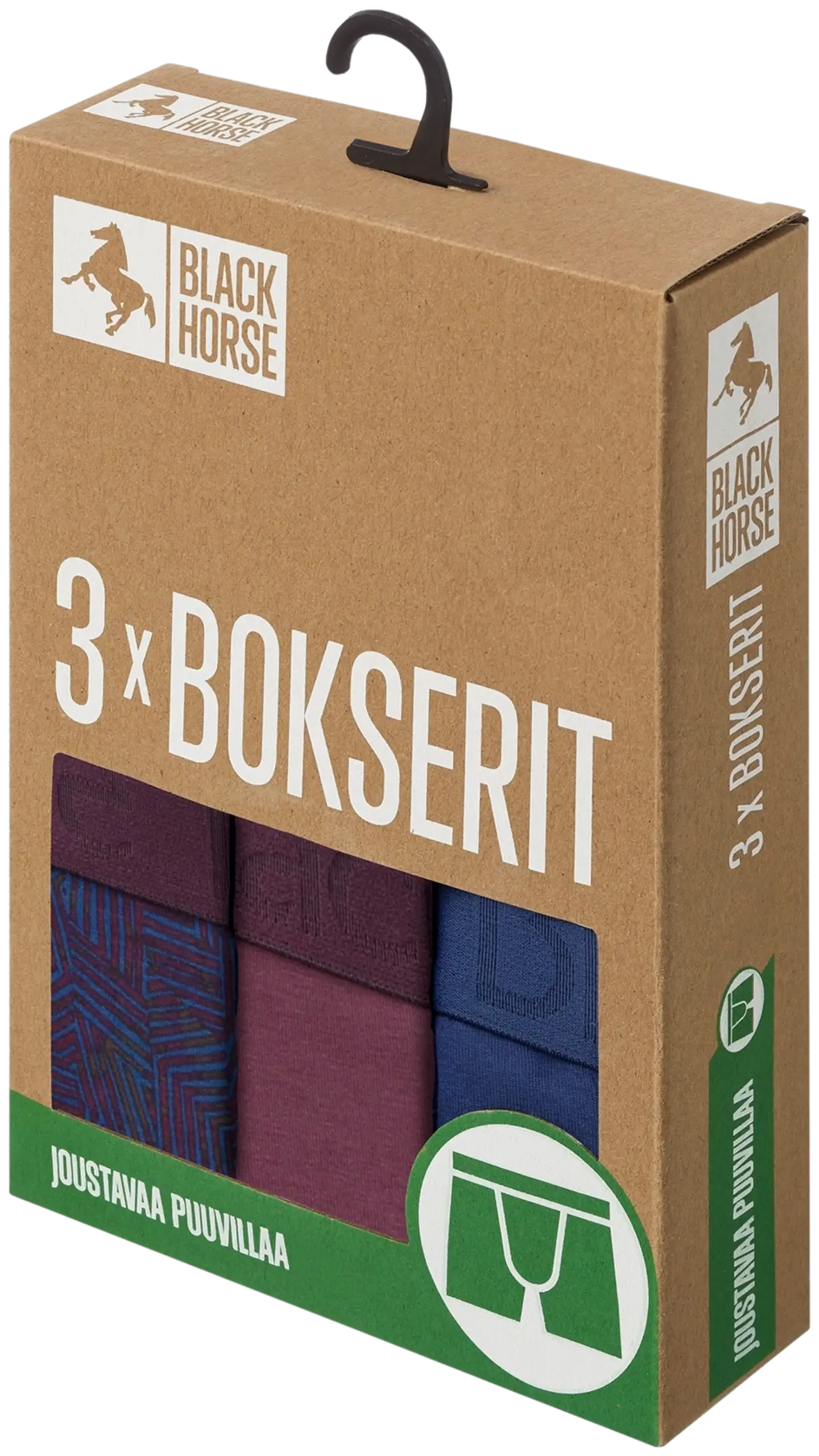 Black Horse miesten bokserit 3-pack I153 - DarkMaroon - 3