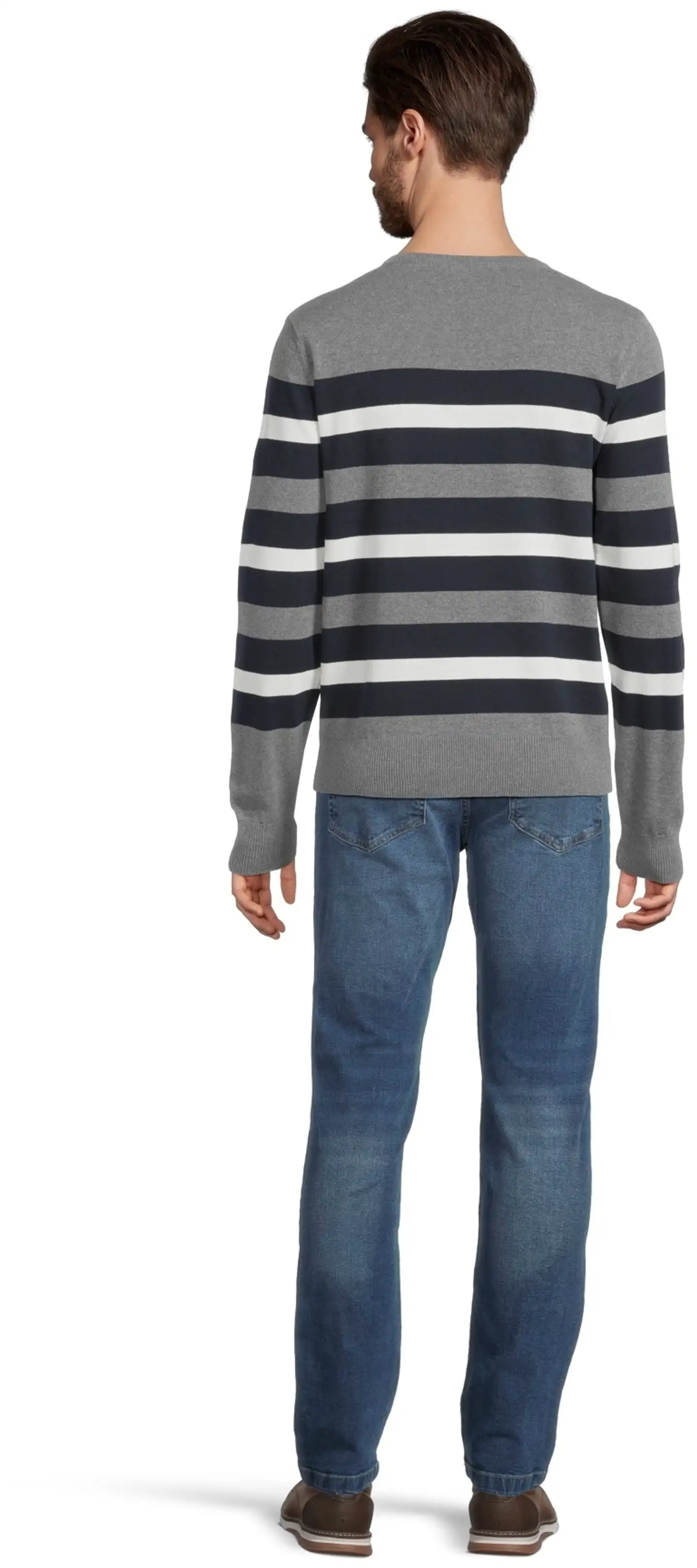 House miesten raidallinen neulepusero 195H032605 - Grey-black-white stripe - 3