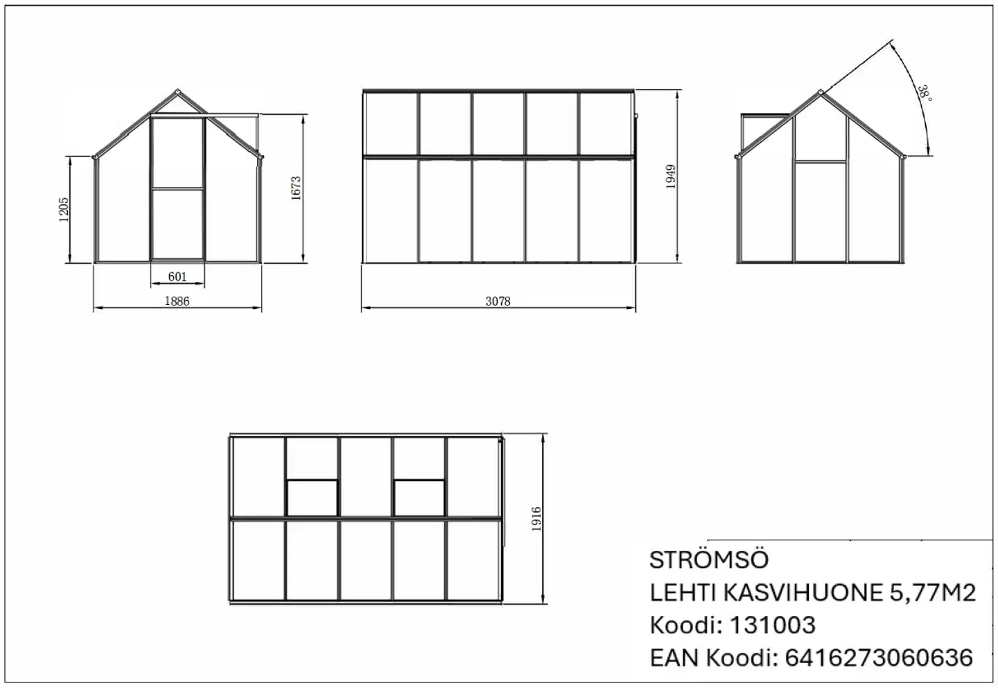 Lehti Kasvihuone 5,92m2 - 15