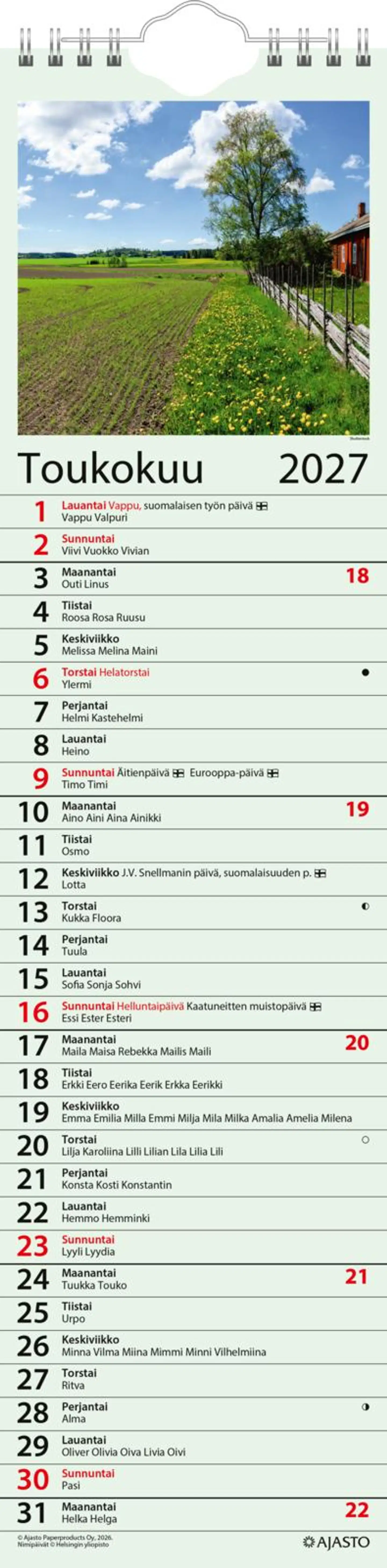 Ajasto seinäkalenteri Kotimuistio/Hemkalendern - 3