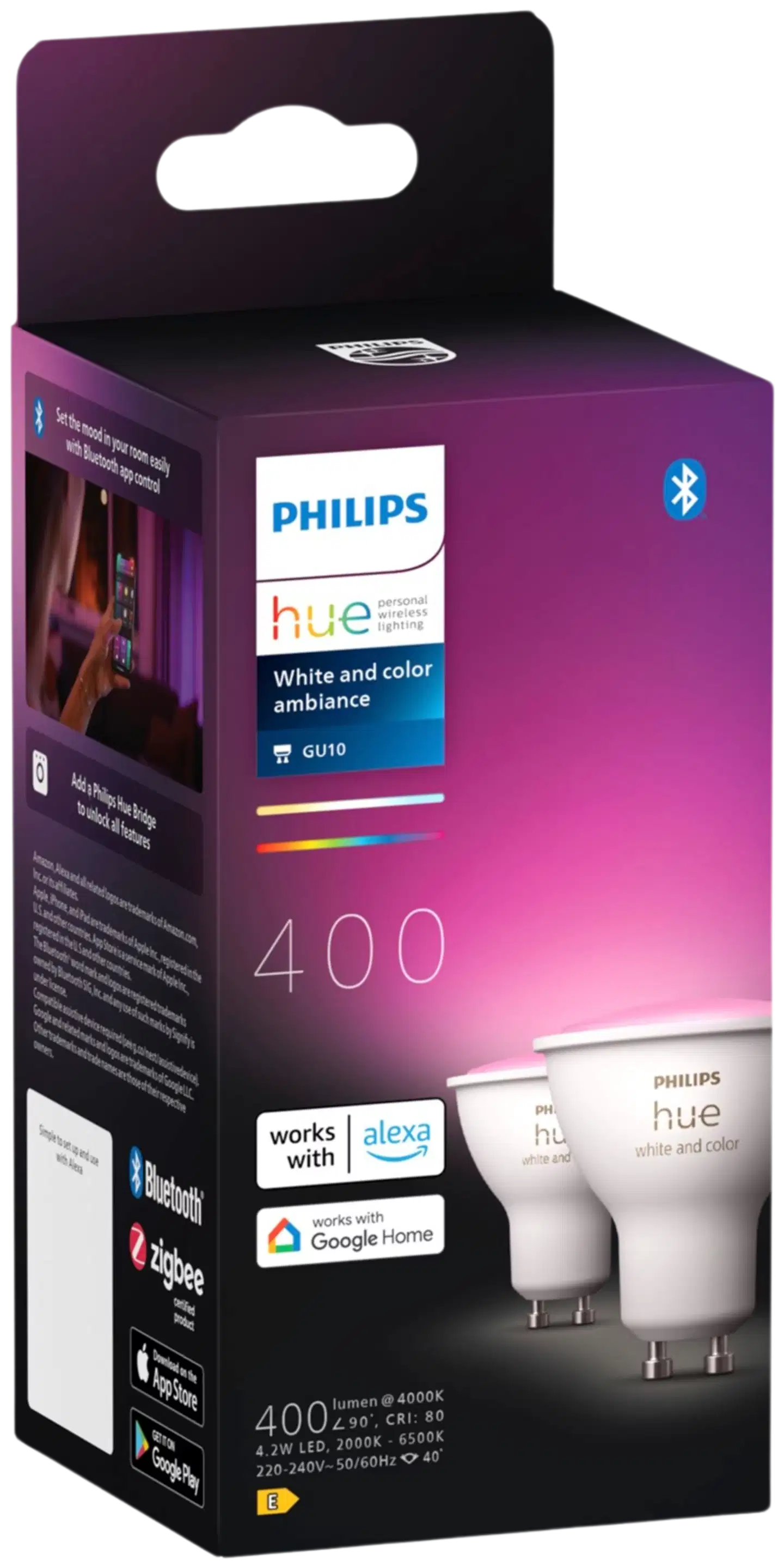 Philips Hue GU10 kohdelamppu 4.2W 2000-6500K 400LM säädettävä lämpimästä viileään 2 kappaletta - 2
