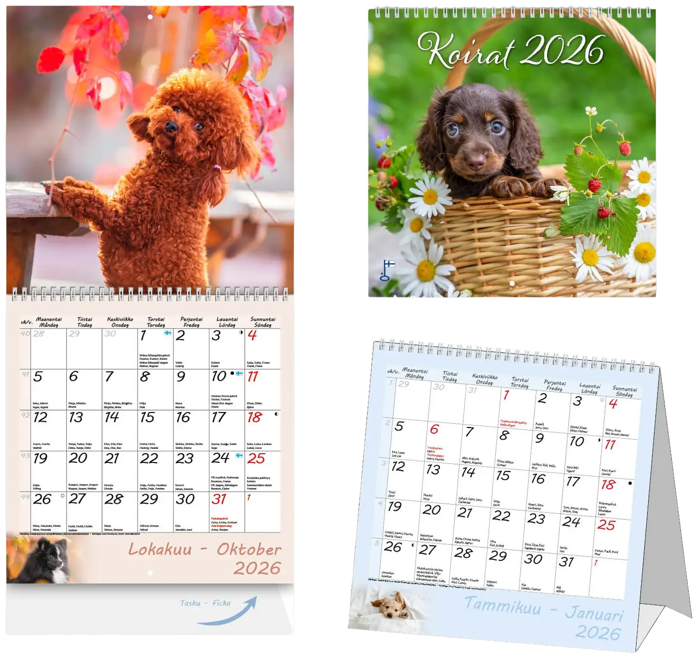 Seinäkalenteri Koirat 2026