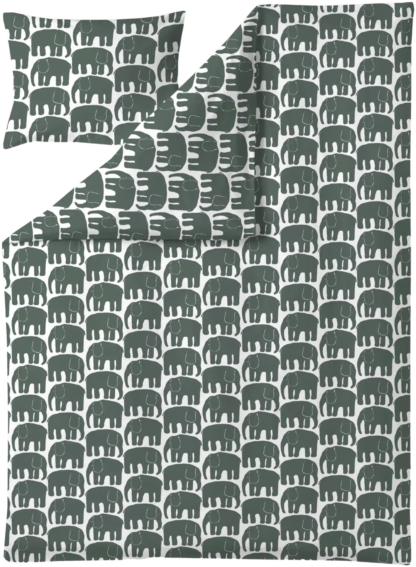 Finlayson pussilakanasetti Elefantti 150X210+50X60 tumma vihreä - 1