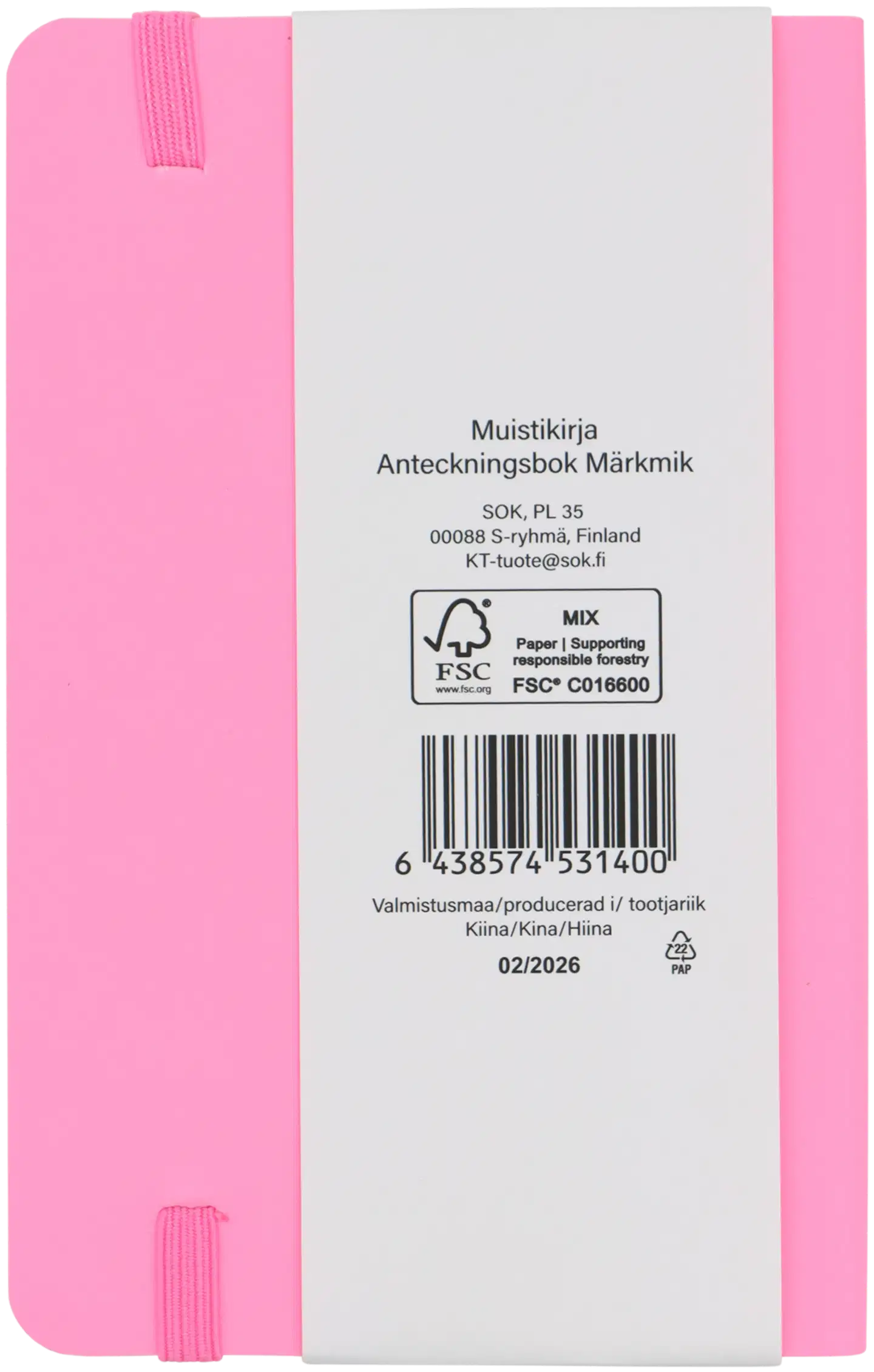 Muistikirja A6 pinkki - 2