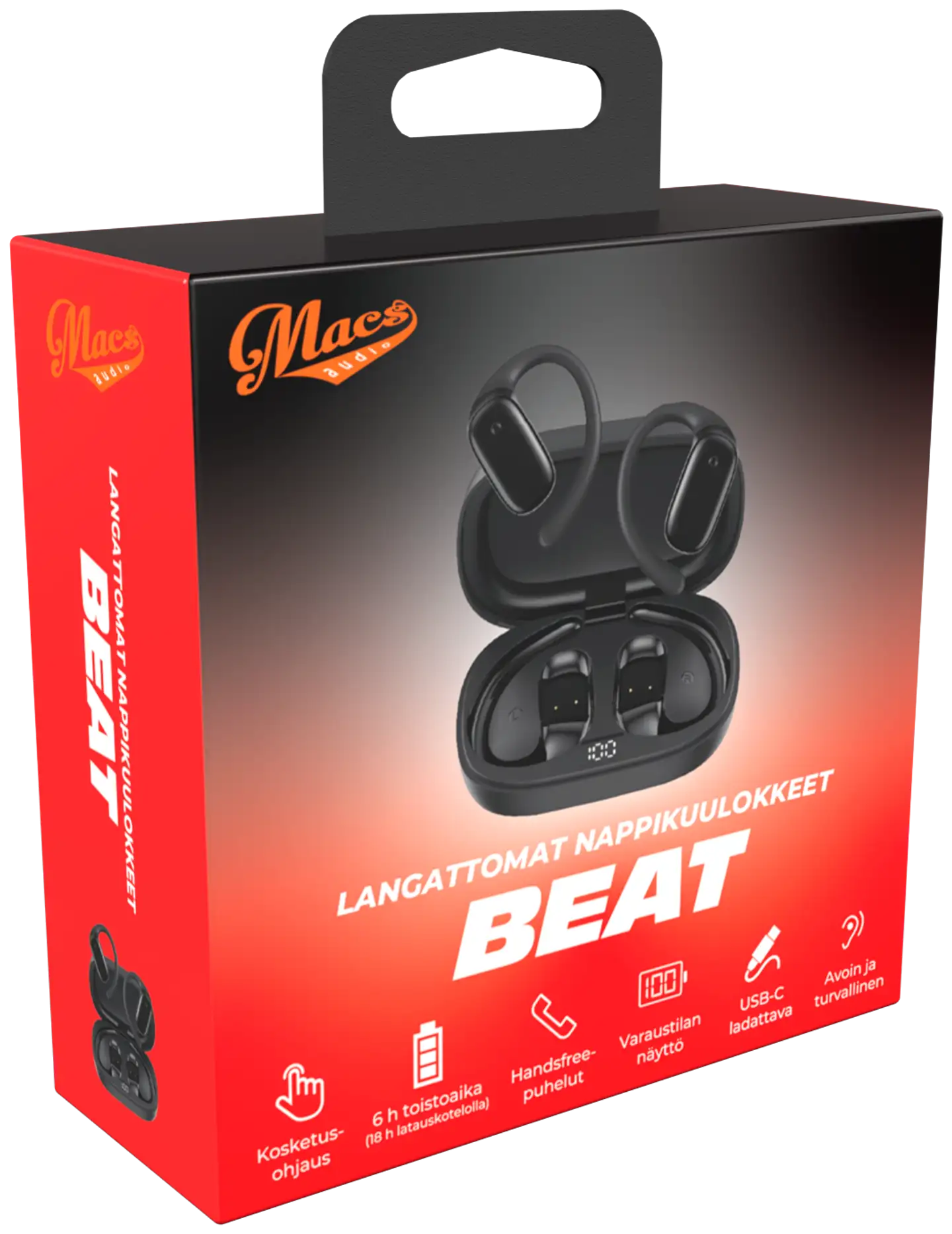 Macs langattomat open-ear nappikuulokkeet Beat musta - 2