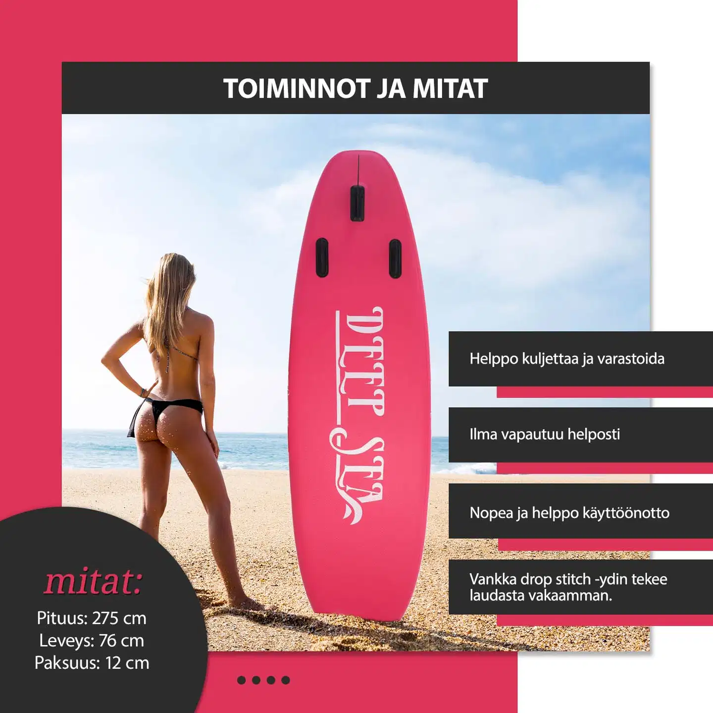 Deep Sea SUP-lautasetti Standard, pinkki - 8