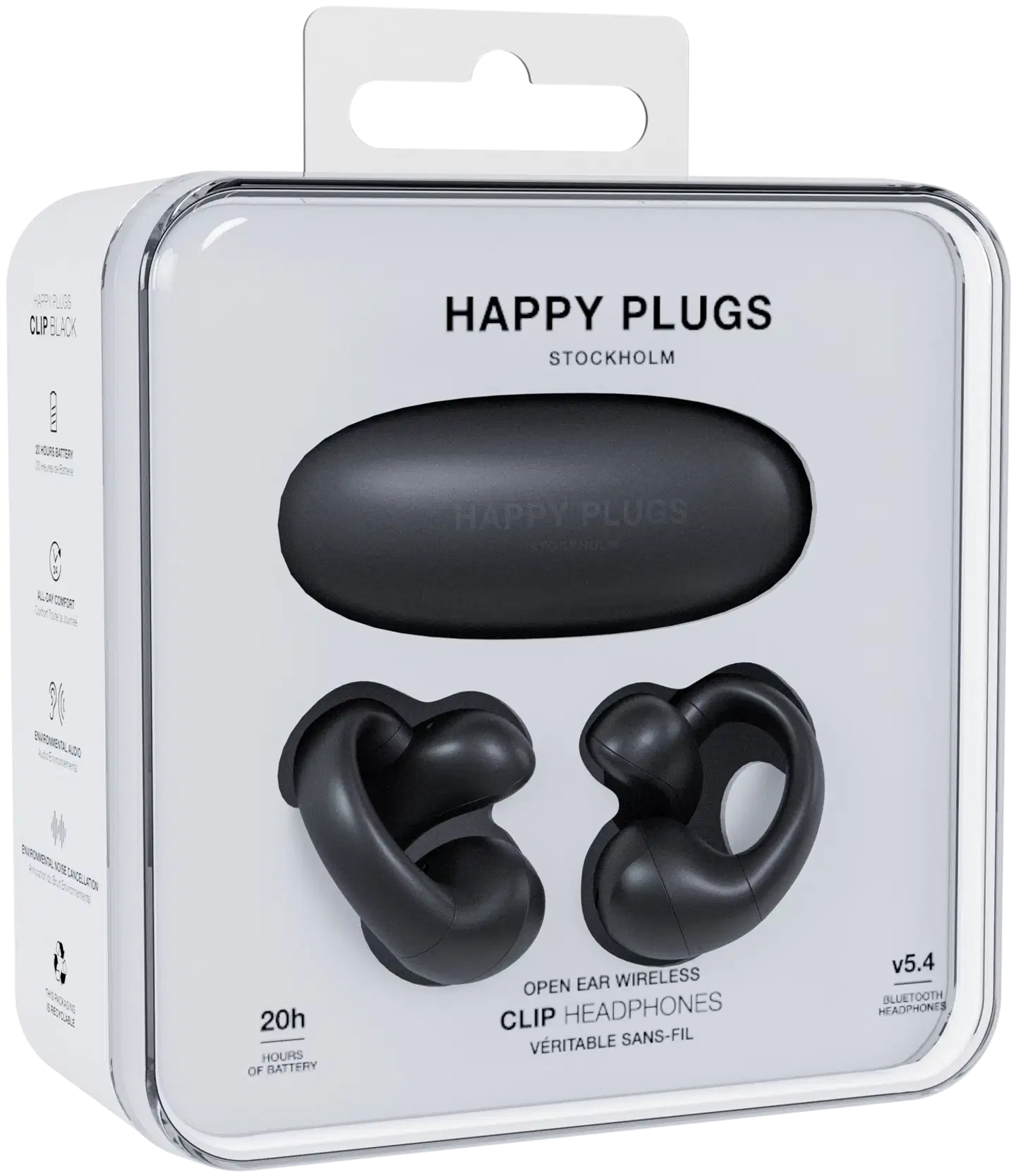 Happy Plugs langattomat avoimet nappikuulokkeet Clip, musta - 4