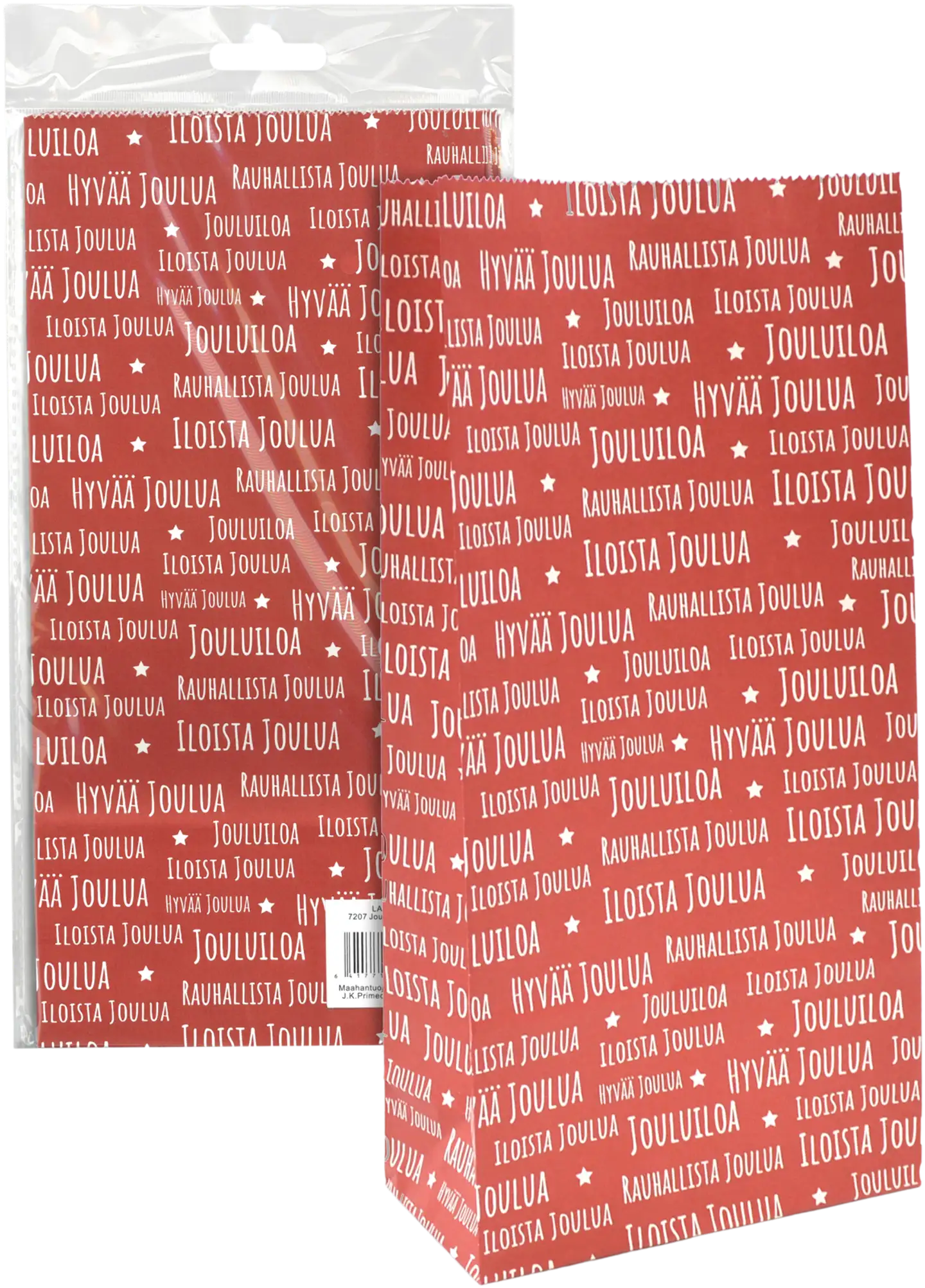 J.K. Primeco Lahjapussi jouluteksti punainen 5kpl/pkt