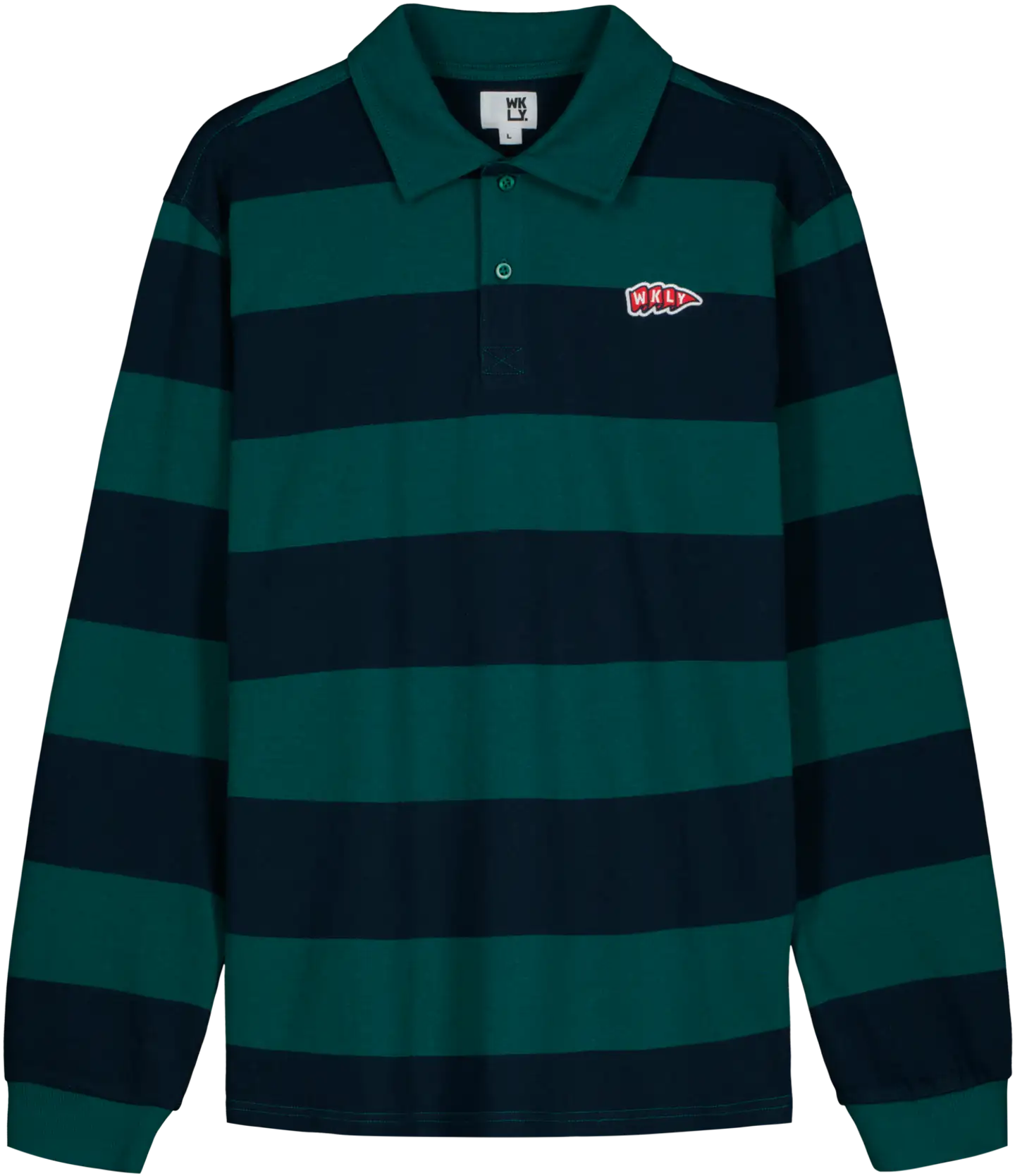 WKLY. miesten raidallinen rugbypaita 195W312517 - D.blue-green - 1