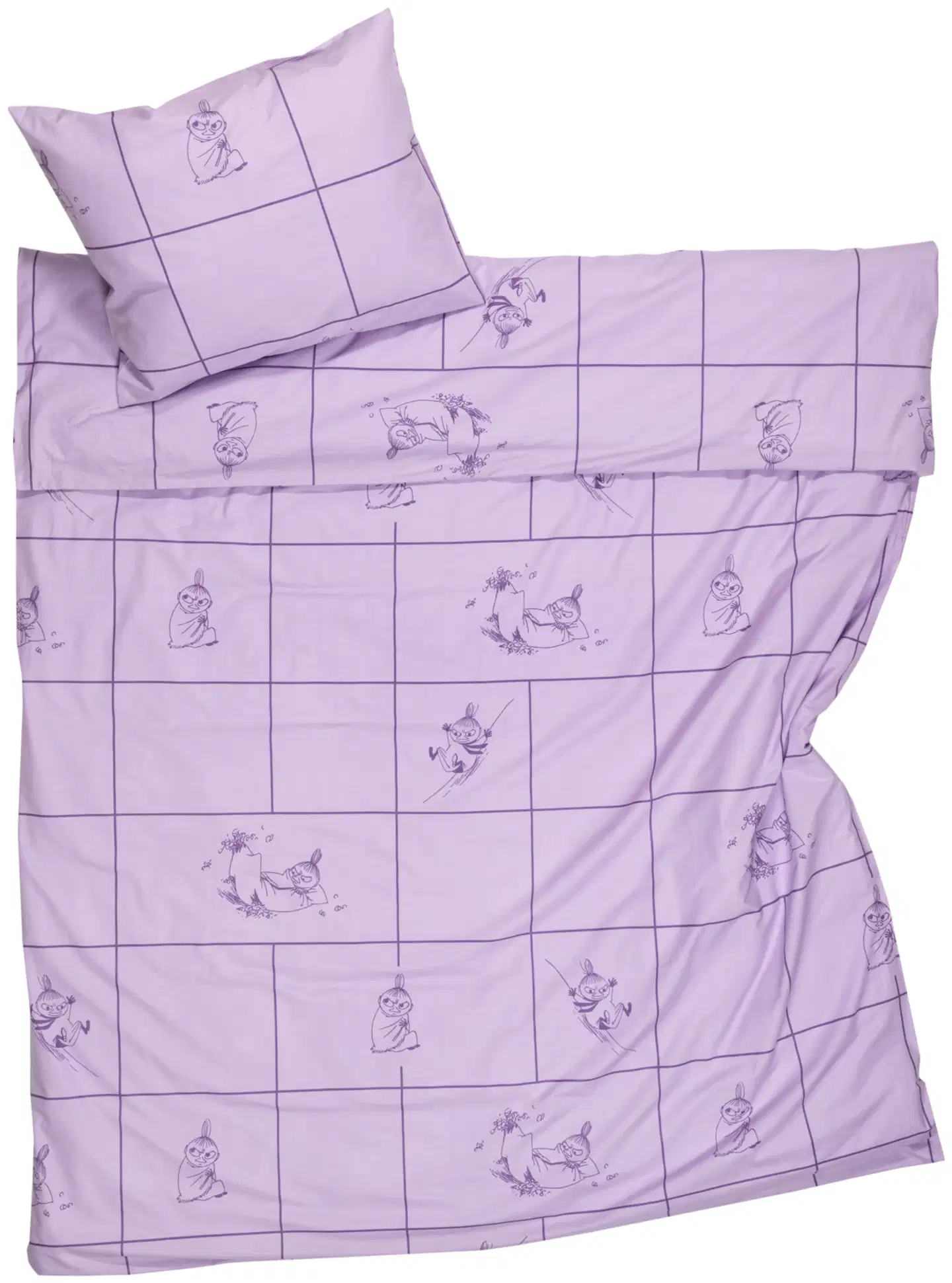 Moomin Arabia Muumi pussilakanasetti 150x210 Pikku Myy lila GOTS - 1