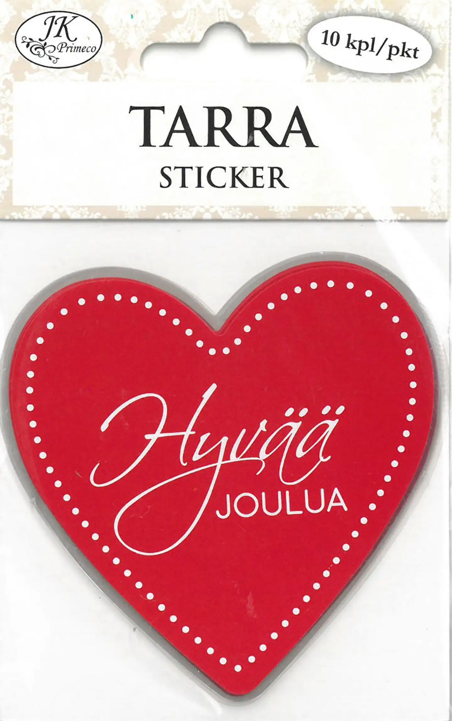 J.K. Primeco tarra Hyvää joulua sydän punainen 10kpl