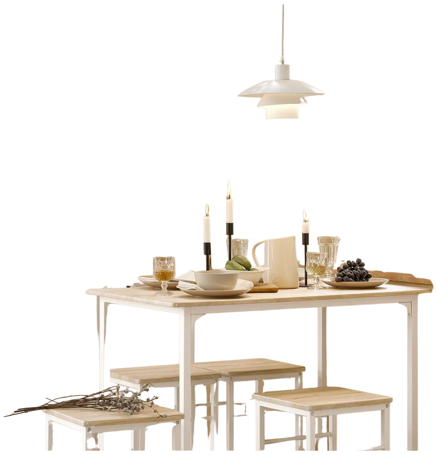 SoBuy baaripöytäsetti vaalea tammi OGT11-WN - 4
