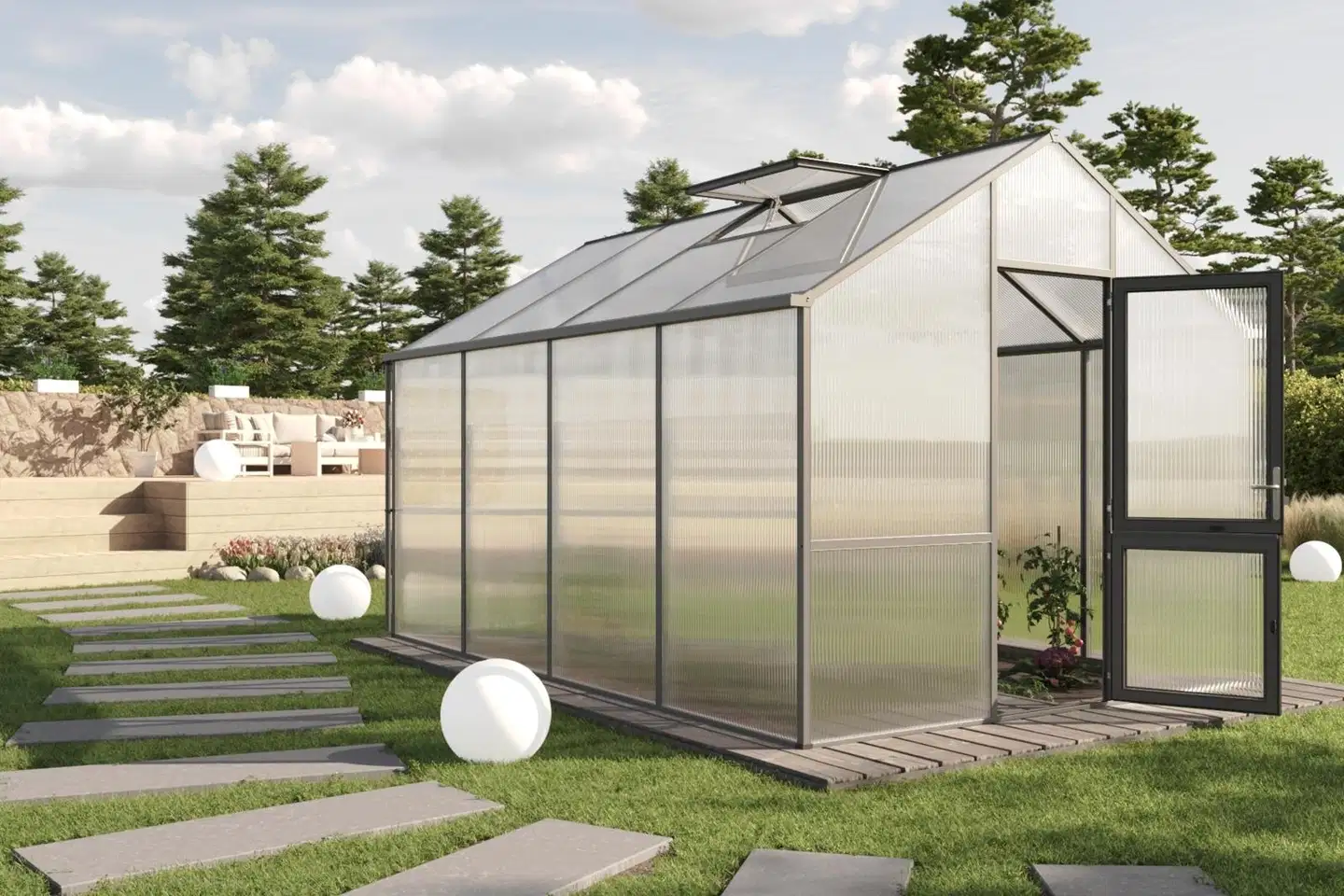 Kreative Gartentechnik kasvihuone Dahlie IV 12,74 m2 antrasiitinharmaa - 3