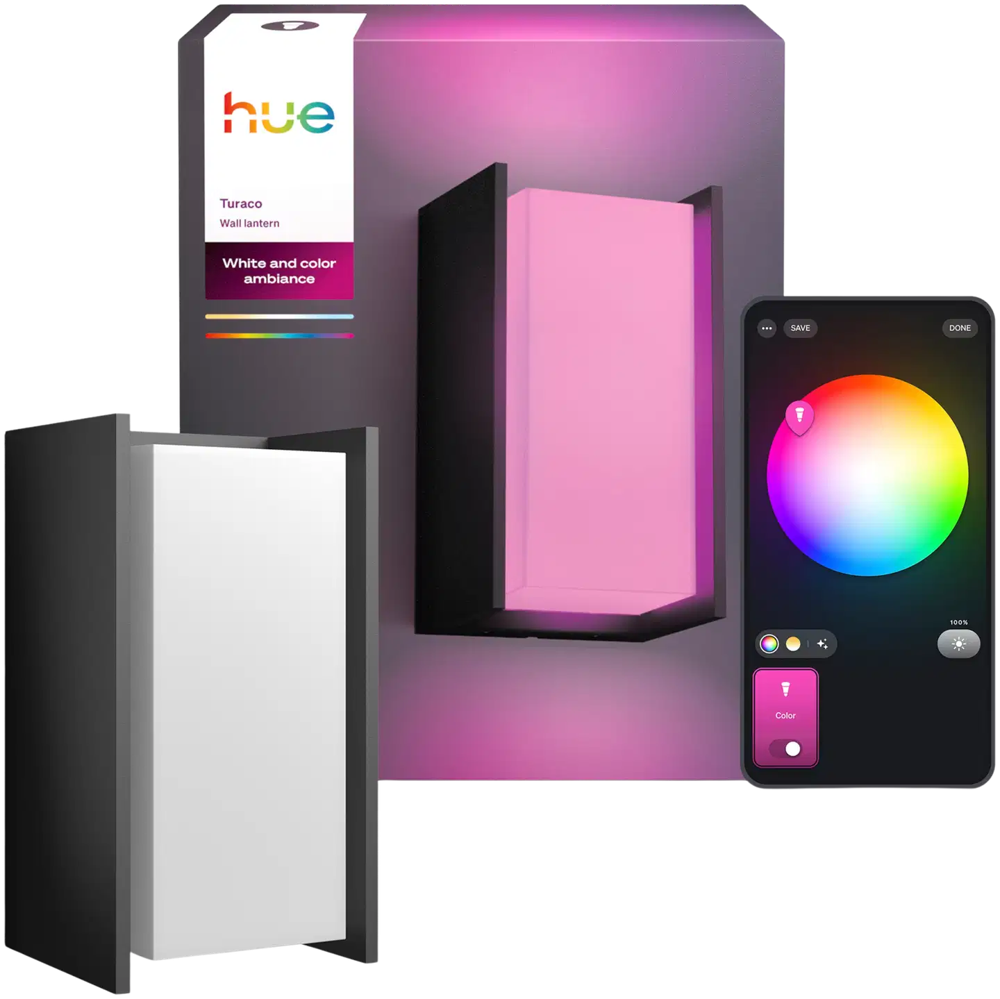 Philips Hue Turaco -seinävalaisin ulkokäyttöön 8.1W 1000-20000K 1100LM anthracite - 1