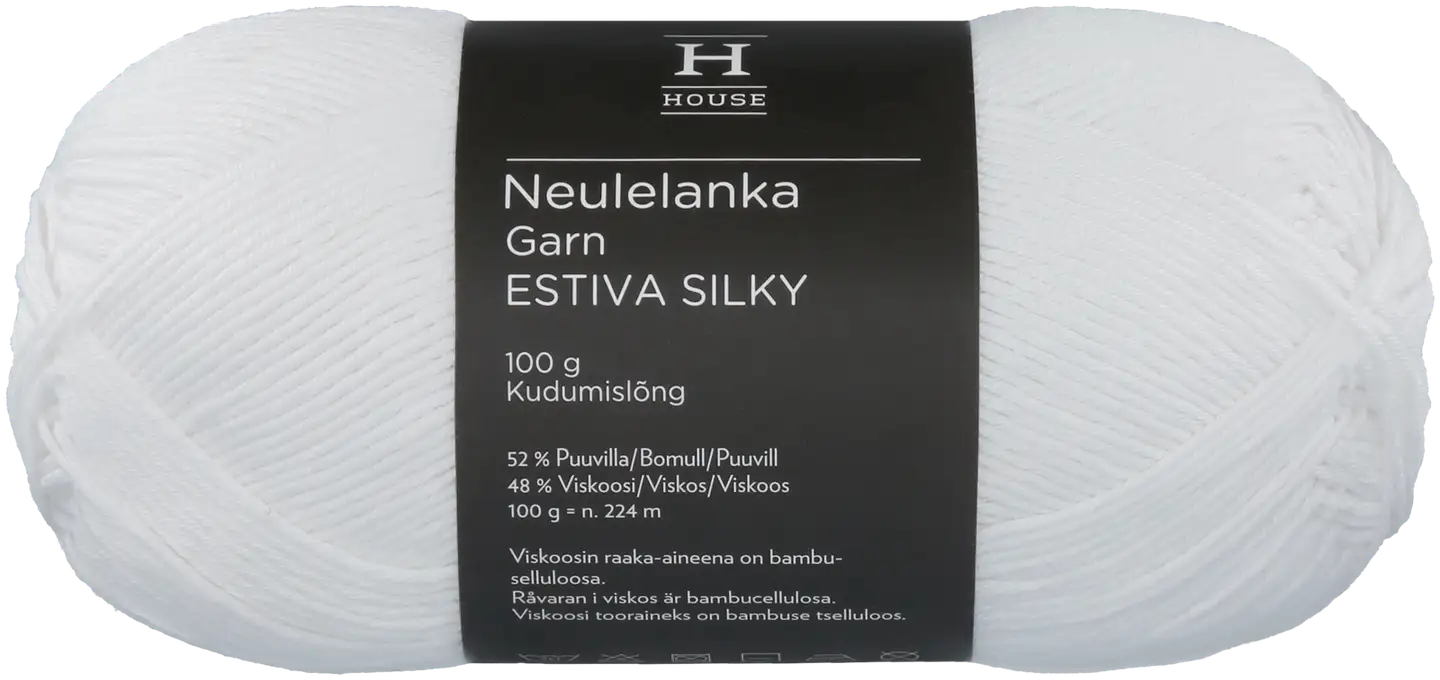 House lanka bambuviskoosi-puuvillasekoite Estiva Silky 100 g White 208