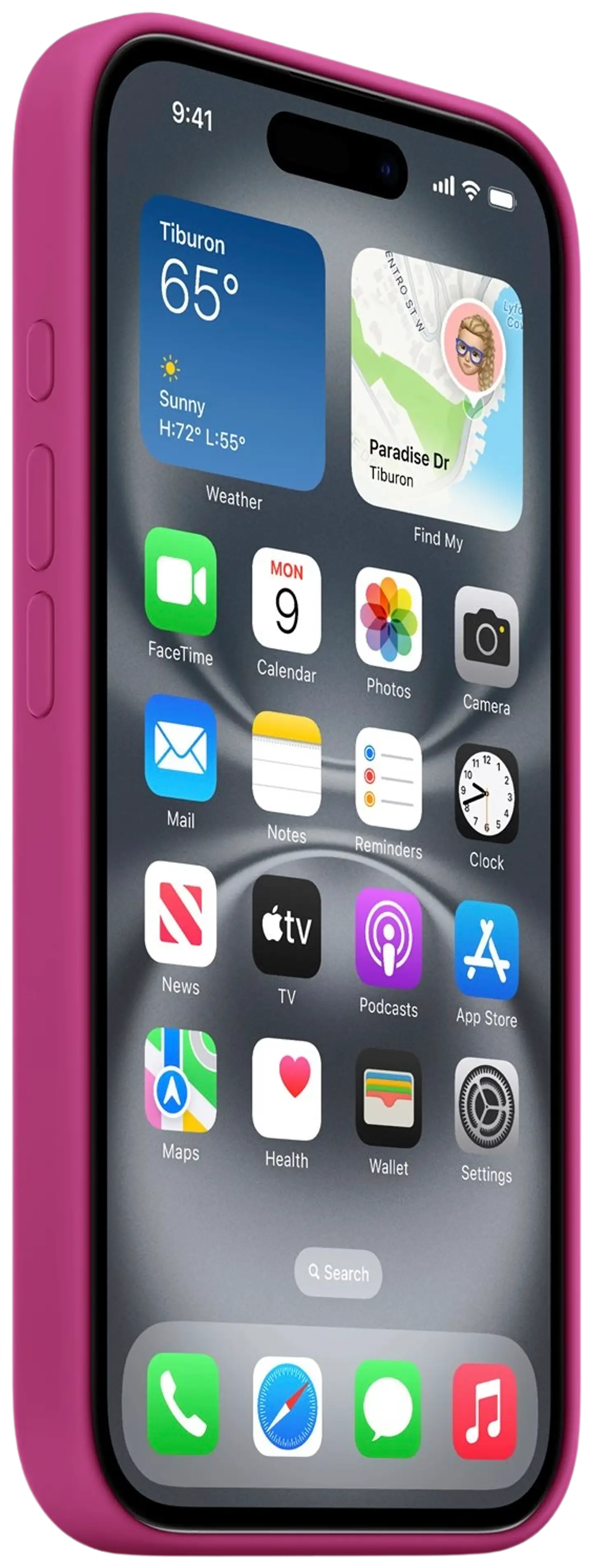 Apple iPhone 16 silikoni suojakuori  - Fuchsia - 2