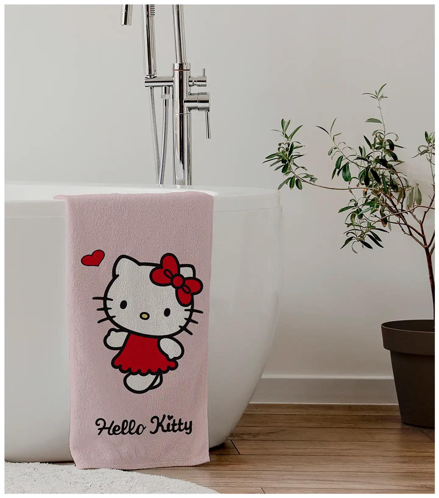 Hello Kitty lasten kylpypyyhe 70x140 cm pinkki - 2