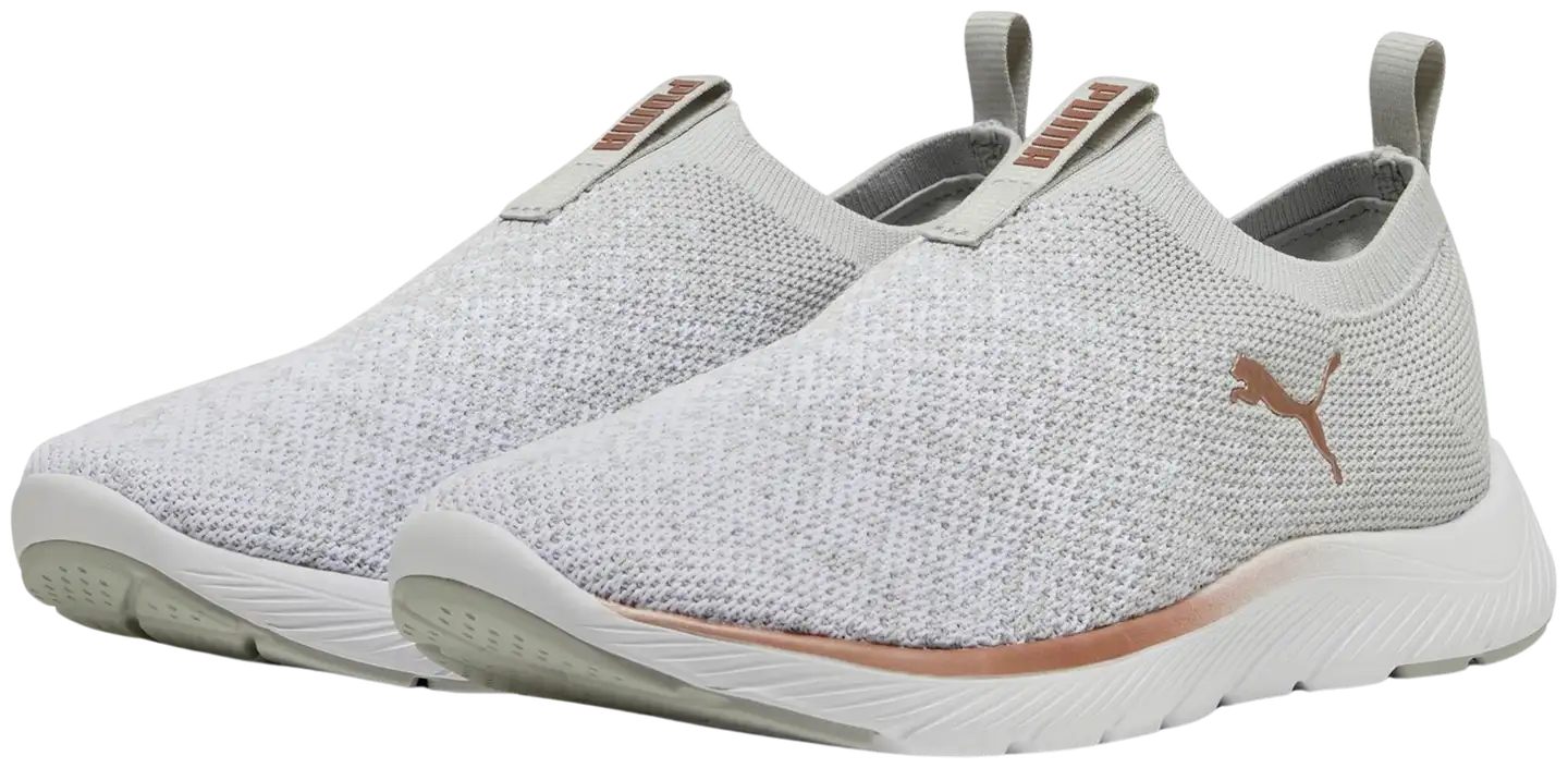 Puma naisten lenkkari Softride Remi Slip-On Knit - Ash Gray-PUMA White-Rose Gold - 3