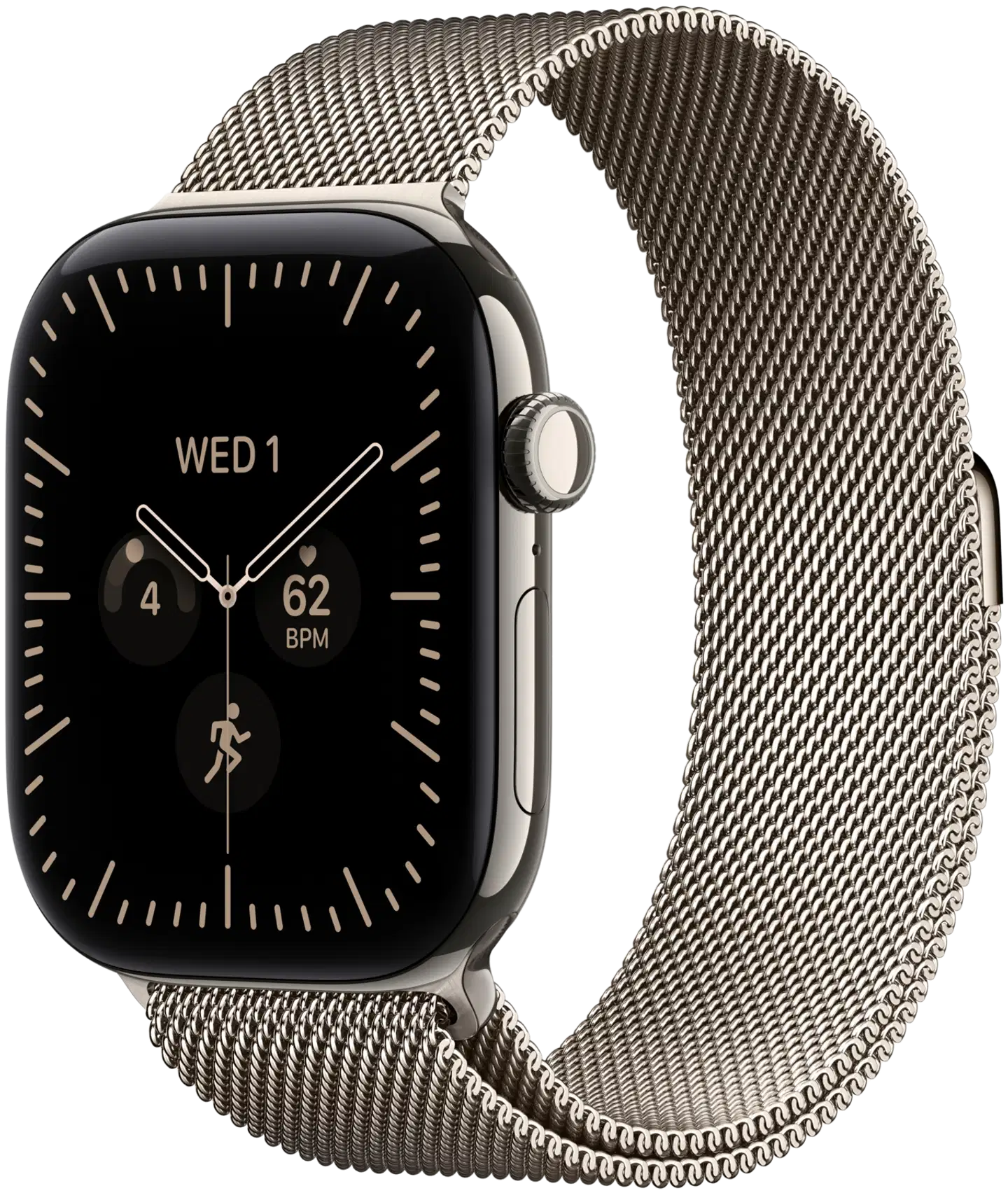 Apple Watch Series 12 GPS + Cellular 42 mm:n luonnontitaanikuori ja luonnonvärinen milanolaisranneke - MJGH4QN/A - 2