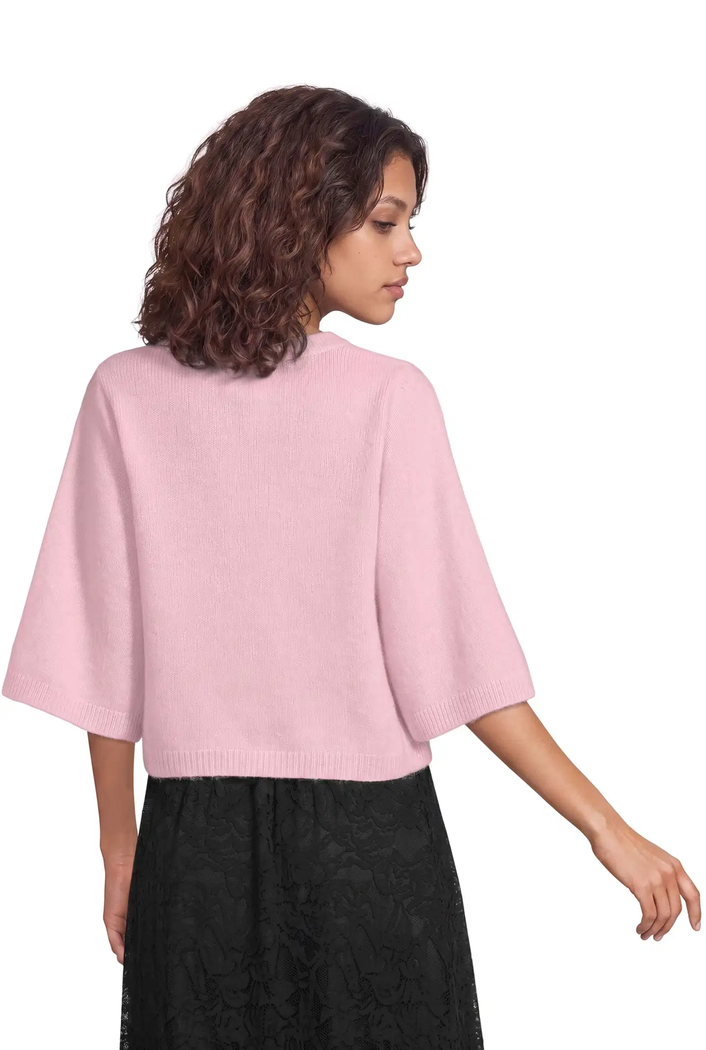 WKLY. naisten lyhythihainen neulepusero villasekoite 213W362688 - Lt pink - 4