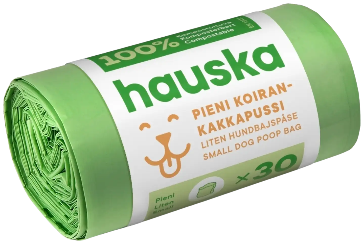 Hauska biohajoava koirankakkapussi pieni 30kpl 200x300 vihreä