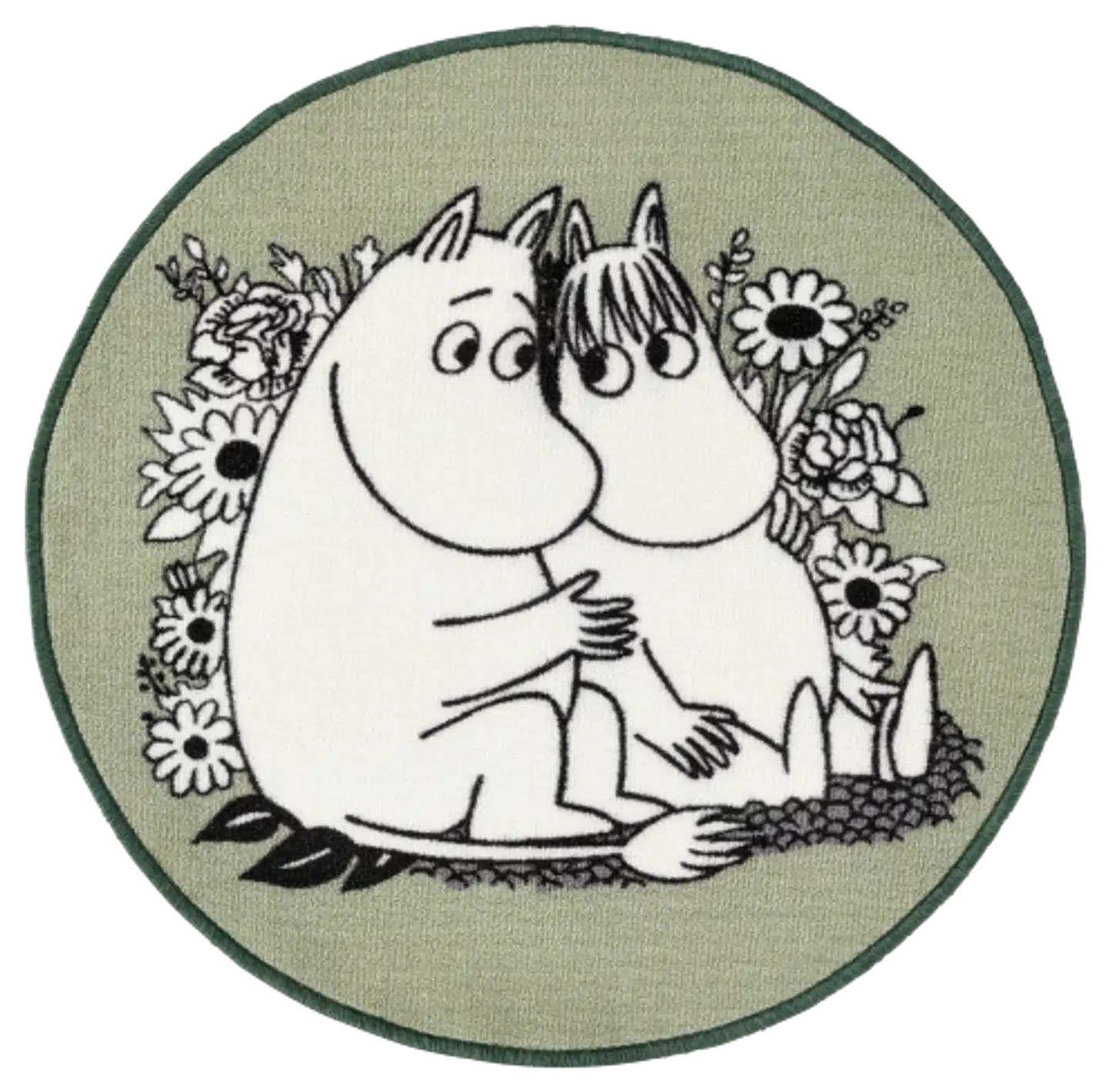 Matto Niiskuneiti & Muumipeikko pyöreä 80 cm v.vihreä