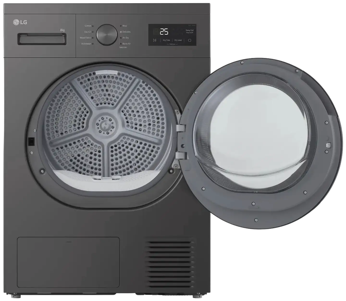 LG kuivausrumpu RHA1008NDK, 8kg, tumma harmaa - 4