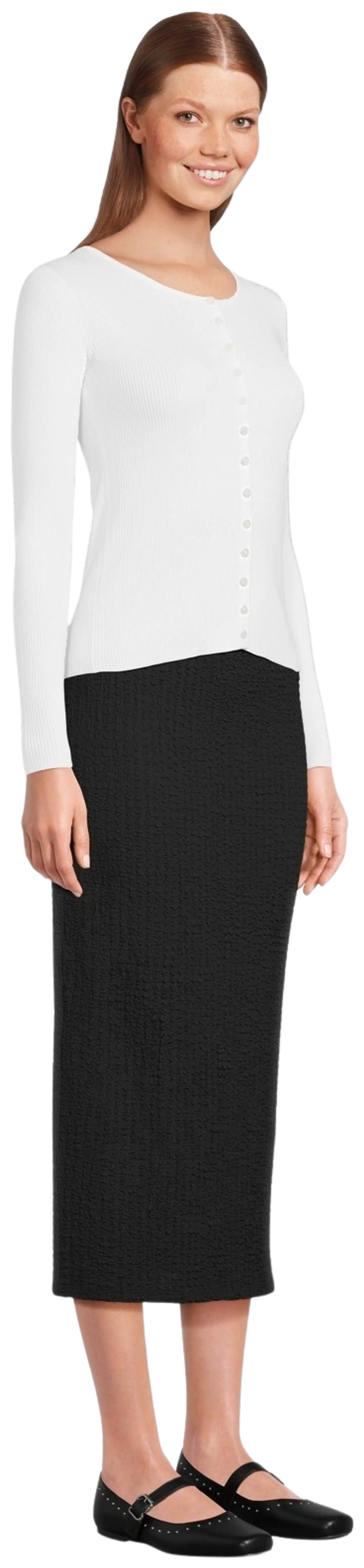 WKLY. naisten ribbineuletakki 213W000152 - Off white - 4