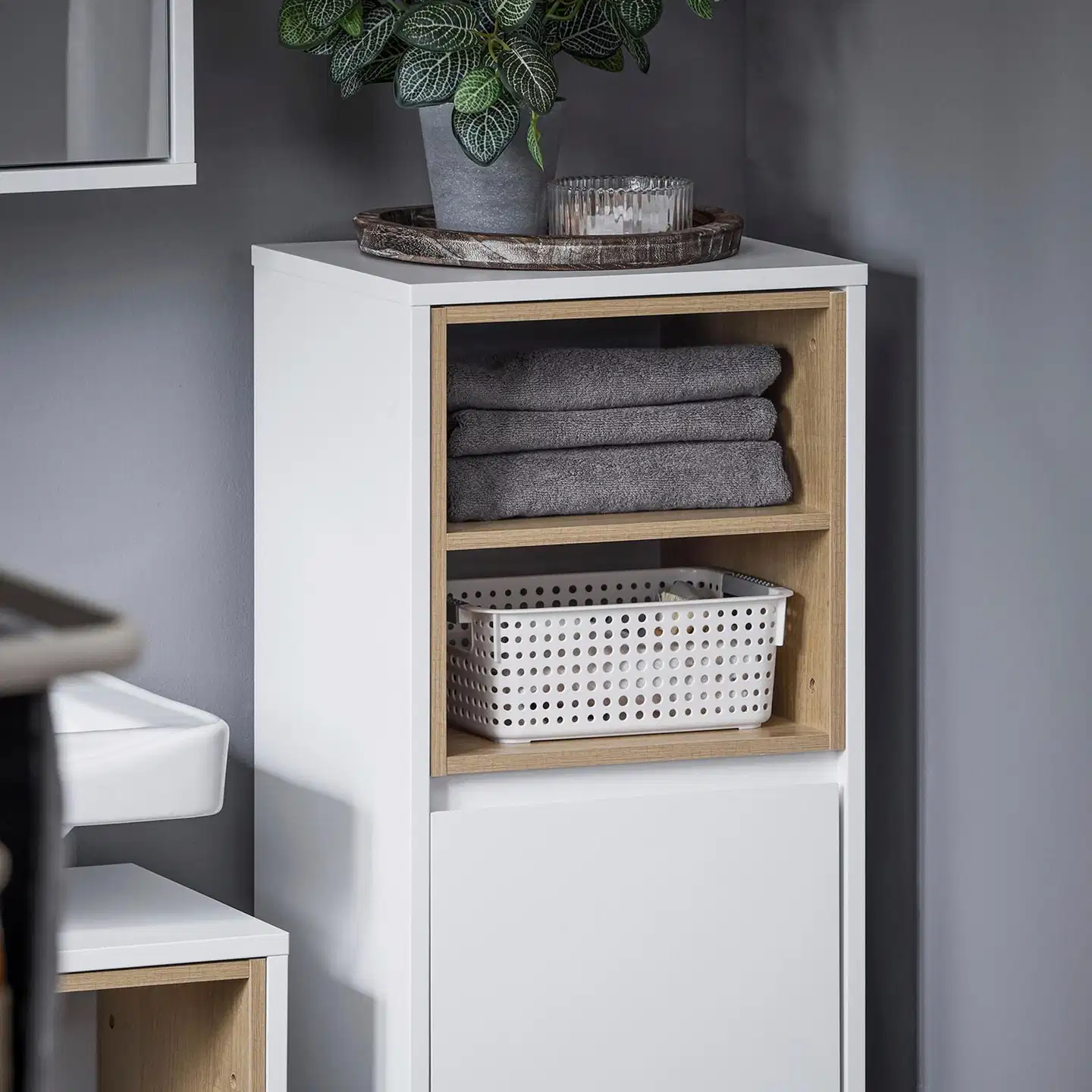 SoBuy kylpyhuonekaappi valkoinen BZR146-W - 6