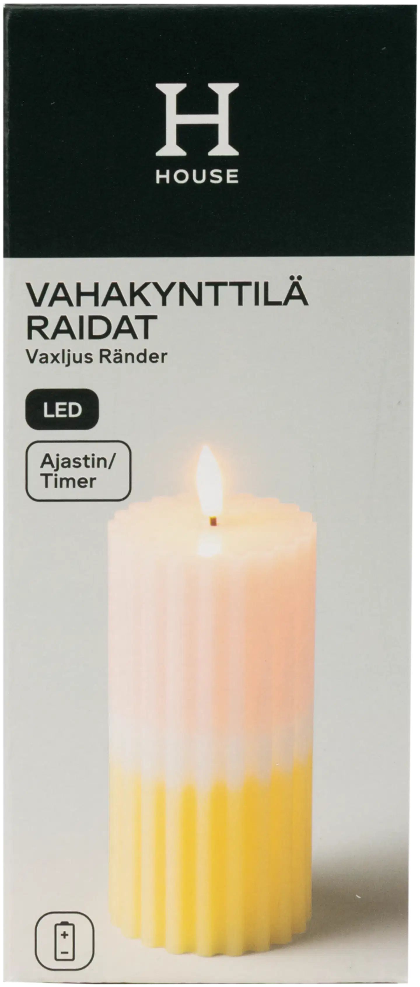 House LED-vahakynttilä Raidat 15 cm vaaleanpunainen - 1