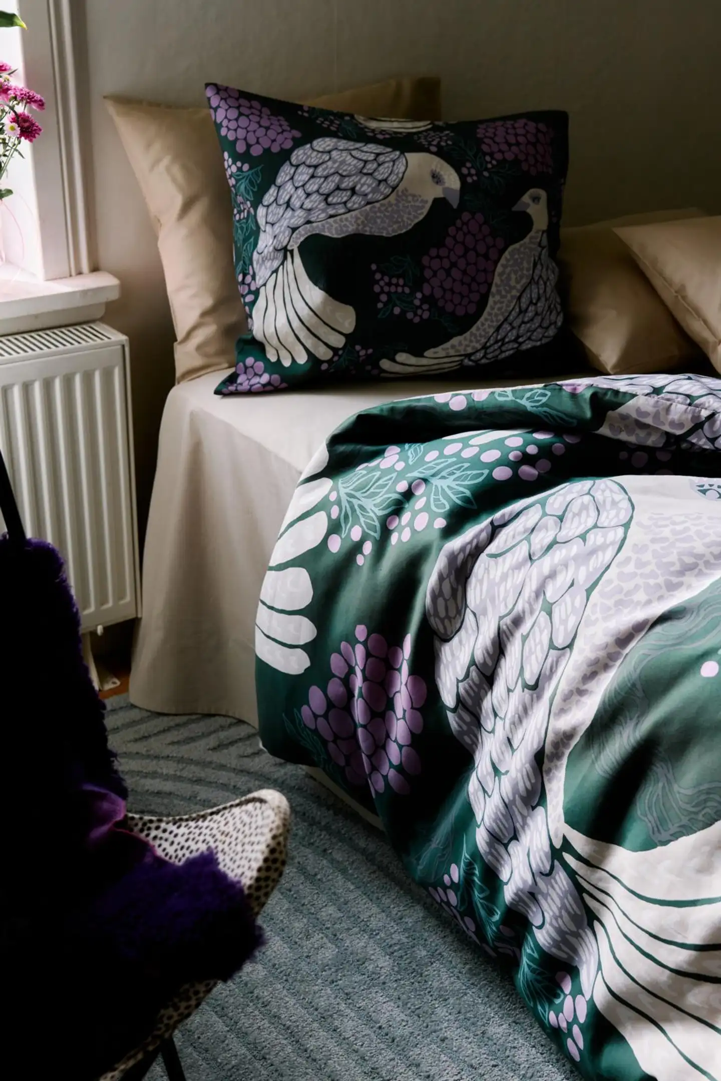 Vallila viserrys satiini pussilakanasetti 150x210 cm vihreälila - 3